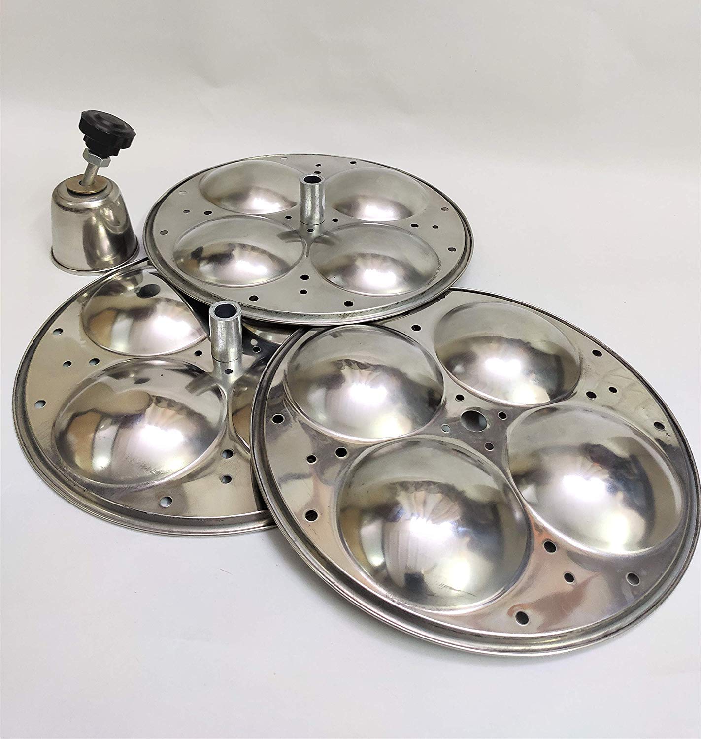 Stainless Steel Non Stick Idli Plates|Idli Maker| Idli Stand with Holes for Pressure Cooker (3 Plate) — Amazon image 4