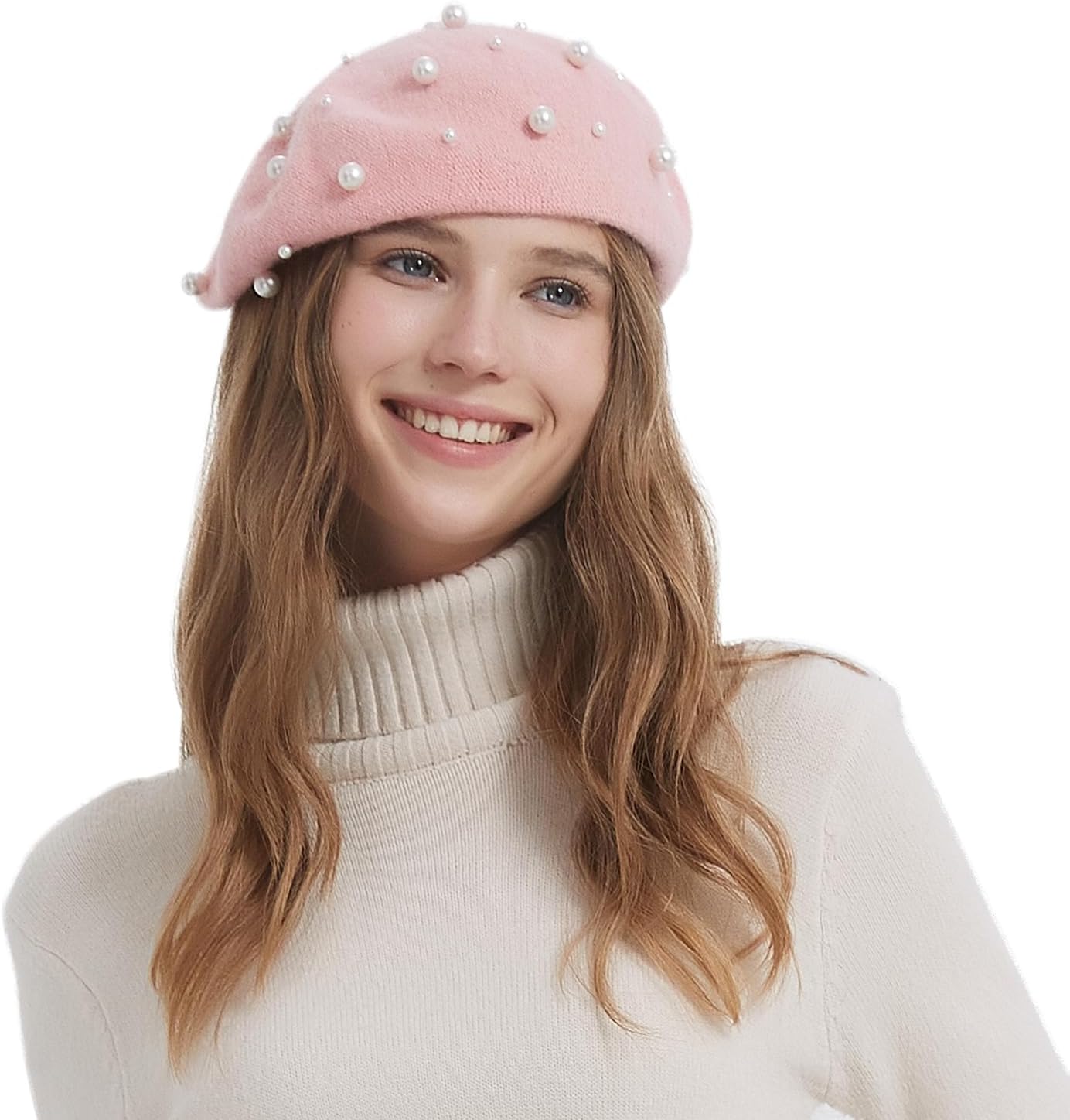 Women Beret Pearl Elegant Sweet Artist French Style Beret Beanie Cap - Image 6