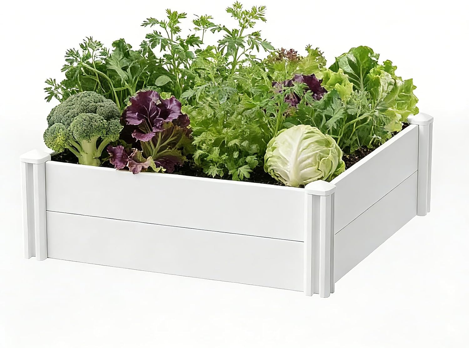 4'x4'x12 White Vinyl Raised Garden Bed Kit | Screwless Modular Planter Box | Outdoor Above Ground Bed for Vegetables, Herbs, Flowers & Whelping Pen