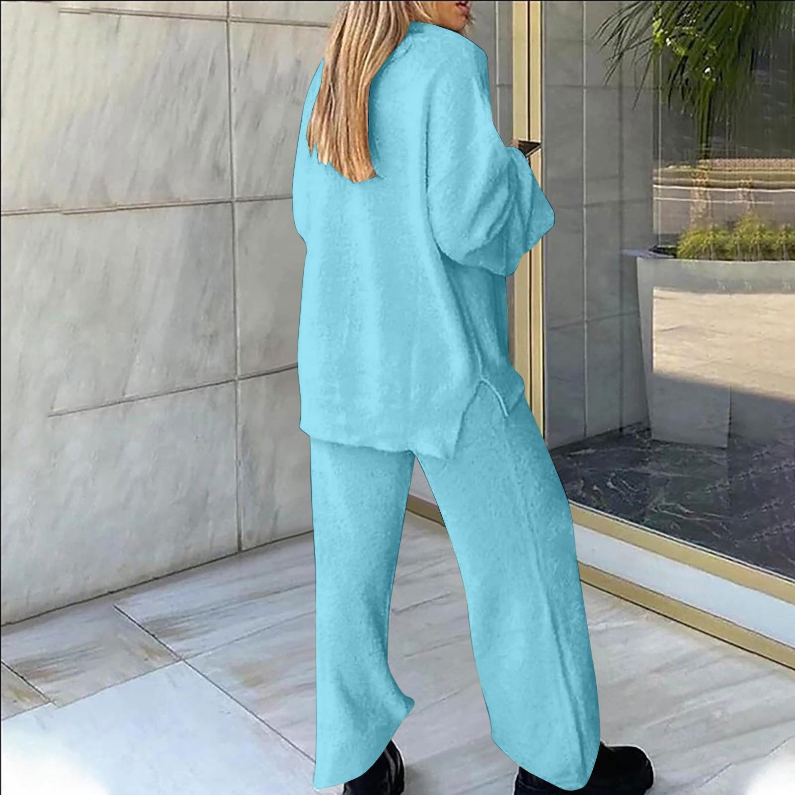 Generisch Ensemble de vêtements d'intérieur en coton et pantalon large pour femme