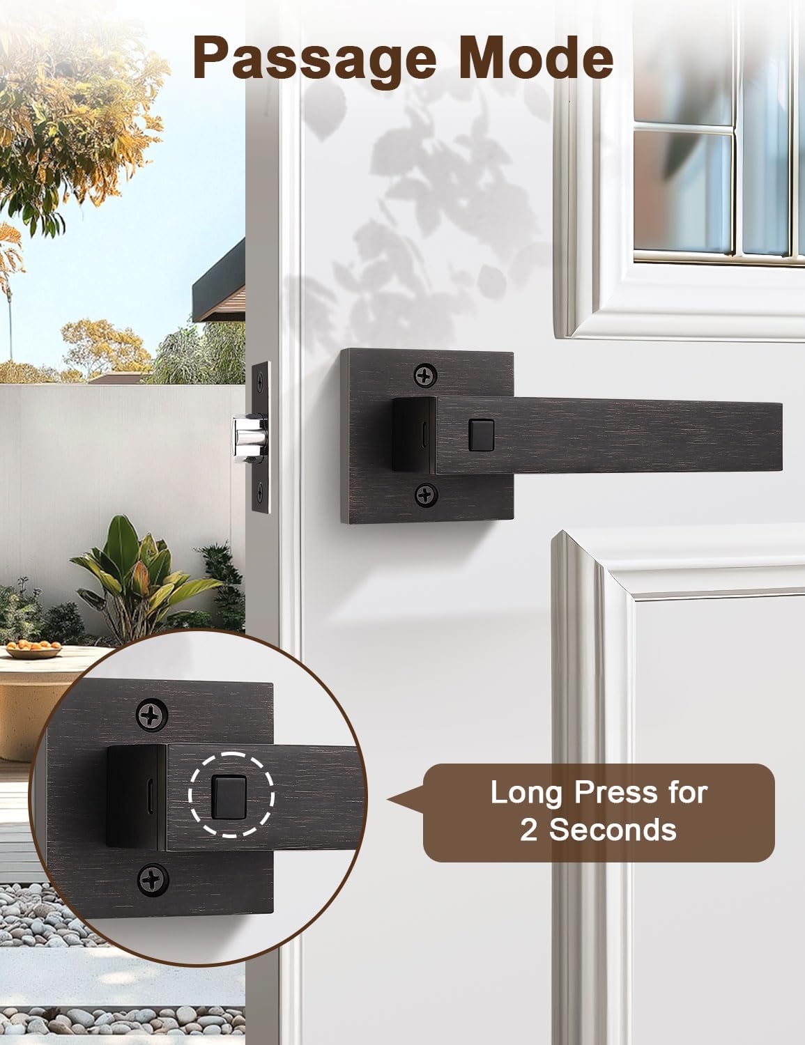 Tinewa DLE8 door lock controlled by smartphone app via Bluetooth, showing lock/unlock, fingerprint settings, auto lock, mute mode, and user management.