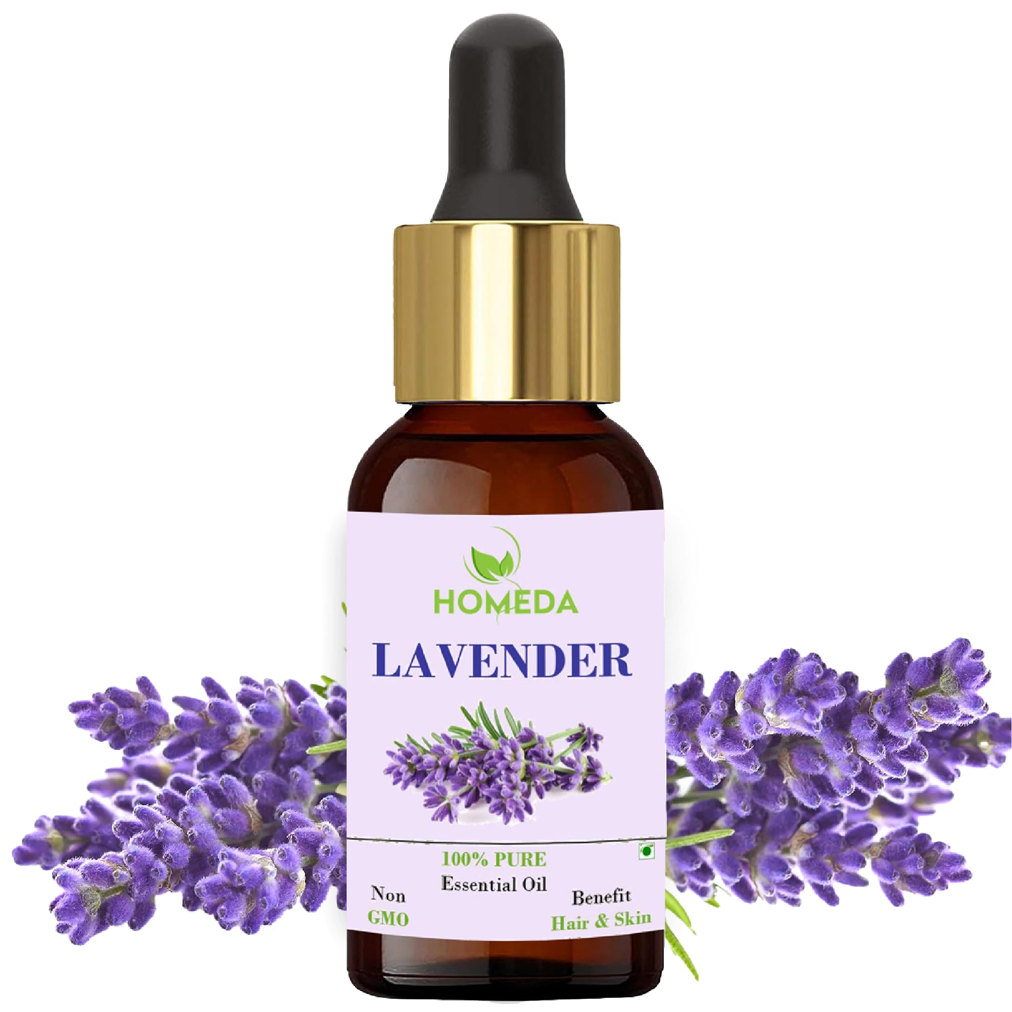 Homeda Lavender Essential Oil for for Hair Growth (15 ML), Diffuser, Sleep, Skin, Face, Body, Soap Making, Massage, Bath water, 100% Pure Aroma Essence Oil