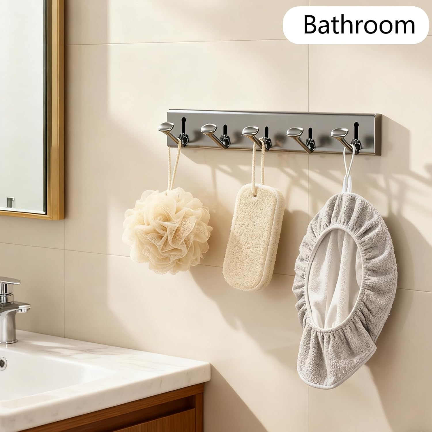 Foldable Coat Rack Wall Mount Hooks Grey Coat Rack with 5 Hooks Wall Hooks for Hanging Hat Key Bag Towel Coat Holder Towel Hooks for Bathroom Entryway Bedroom Kitchen Utility Room