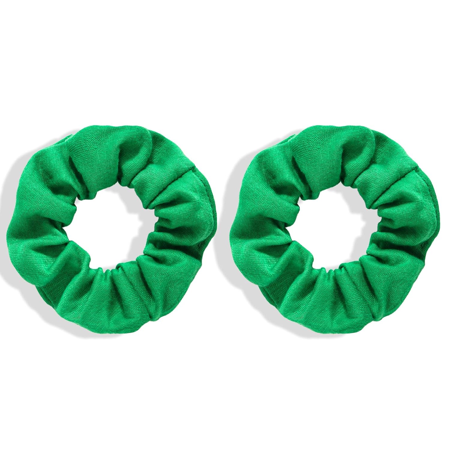 Semato 2 Pcs Cotton Green Scrunchies Hair Ties Scrunchies for Women Girls Hair Accessories Elastic Hair Ponytail Holder