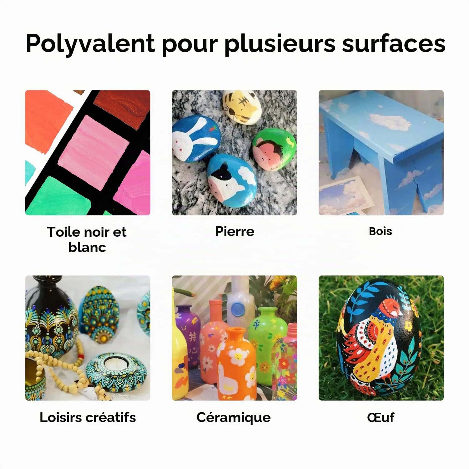 ARTFLY Peinture Acrylique Kit, 36 Couleurs × 60ml, avec 12 Pinceaux, Non Toxique, Riche Pigmentée, Peintures pour Débutant et Artiste pour Papier, Roche, Bois, céramique, Tissu