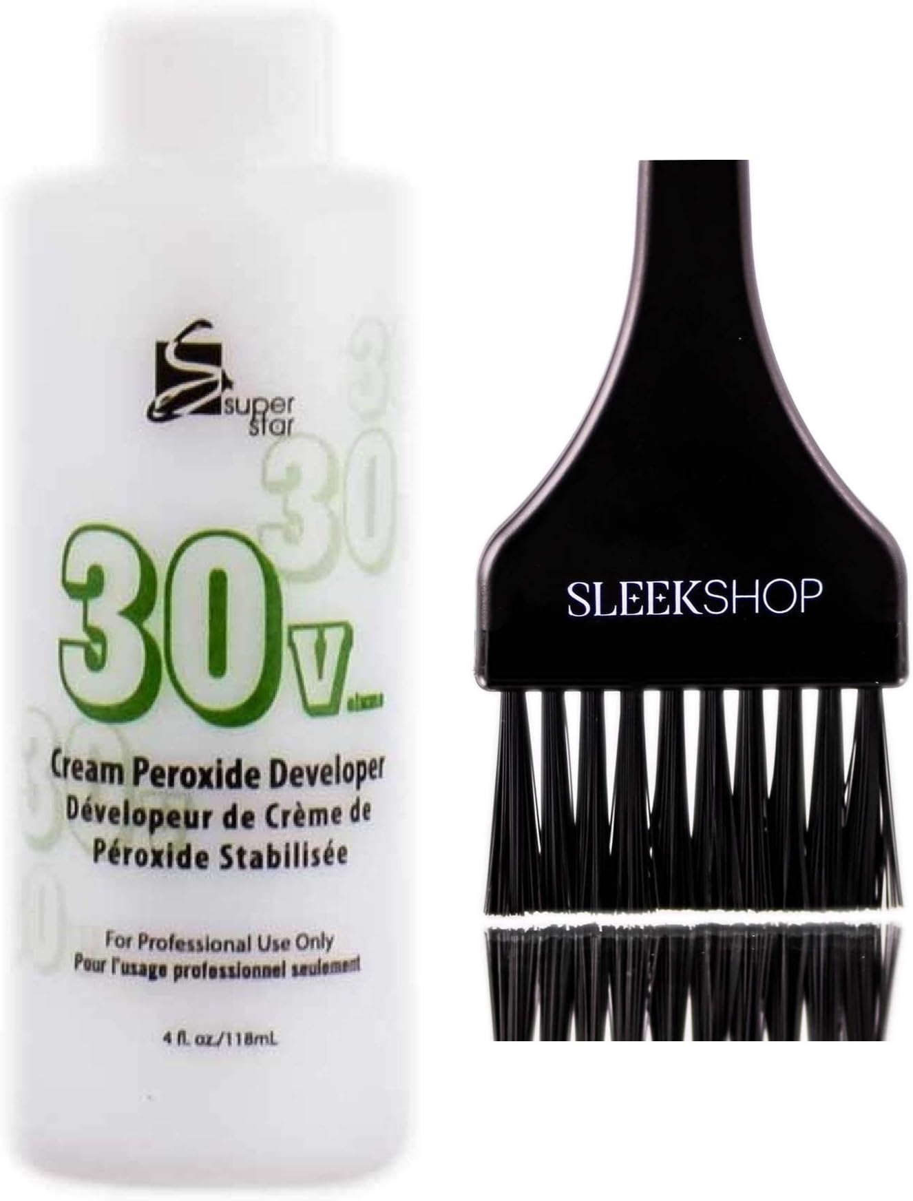 Super Star Marianna Cream Peroxide Developer (w/ Sleek Brush) Superstar Hair Color Hydrogen Creme Activator for Haircolor Dye & Lighteners (30 Volume / 9% - 4 oz size)