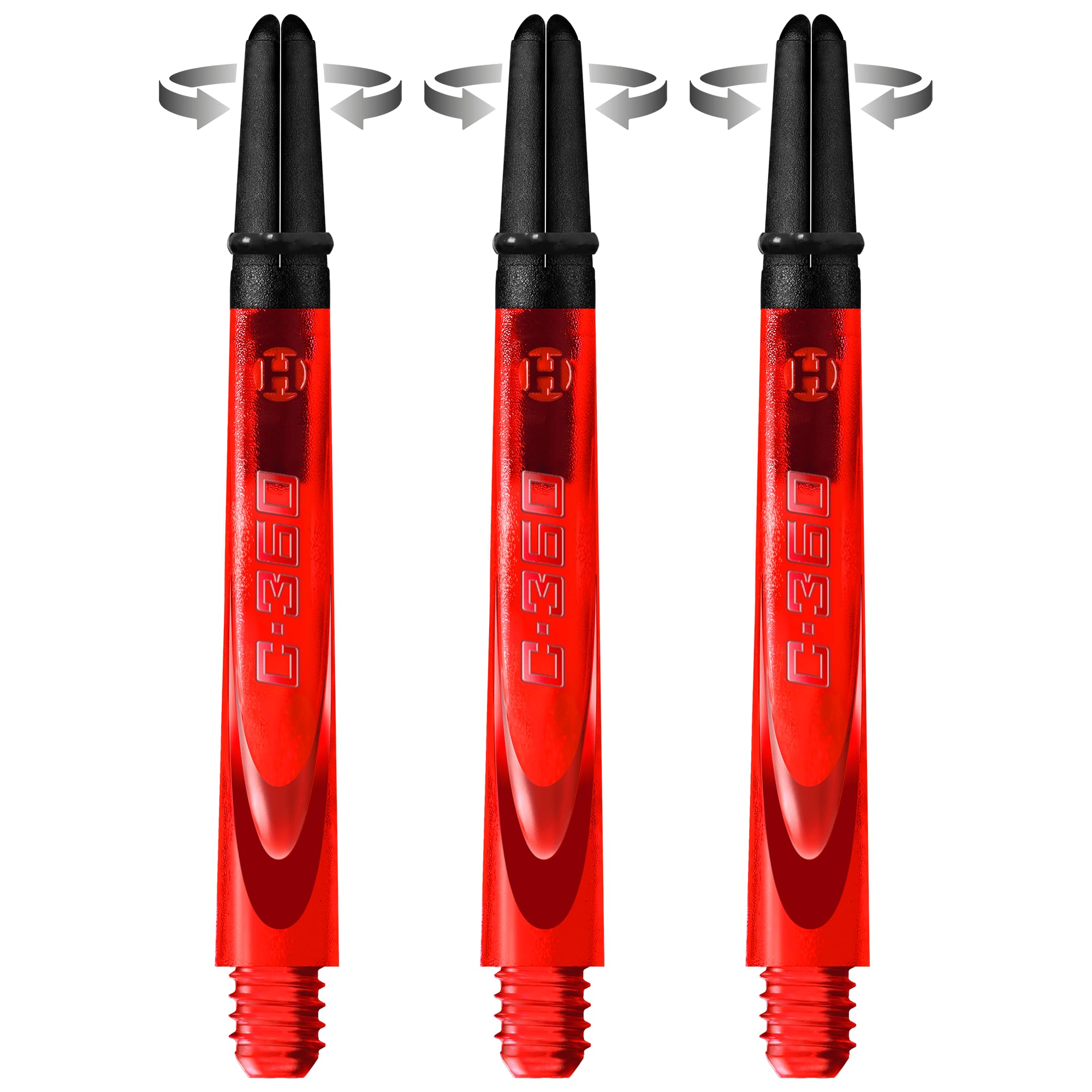 Harrows Darts Technology Carbon 360 Shafts, Rotating Carbon Top by Thor-Sports (Short, Red)