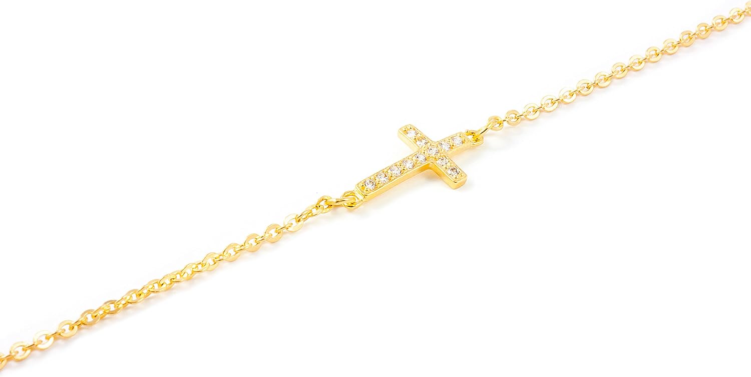Chaine croix horizontale Or jaune 18 Carats - Coffret cadeau