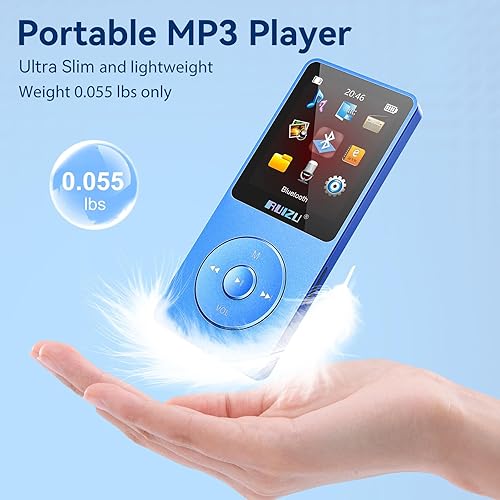 Miniatura 4 de RUIZU Reproductor MP3 de 64 GB con Bluetooth 5.3, peso 0.055 libras, reproductor de música portátil para niños, deportes, radio FM, grabadora de