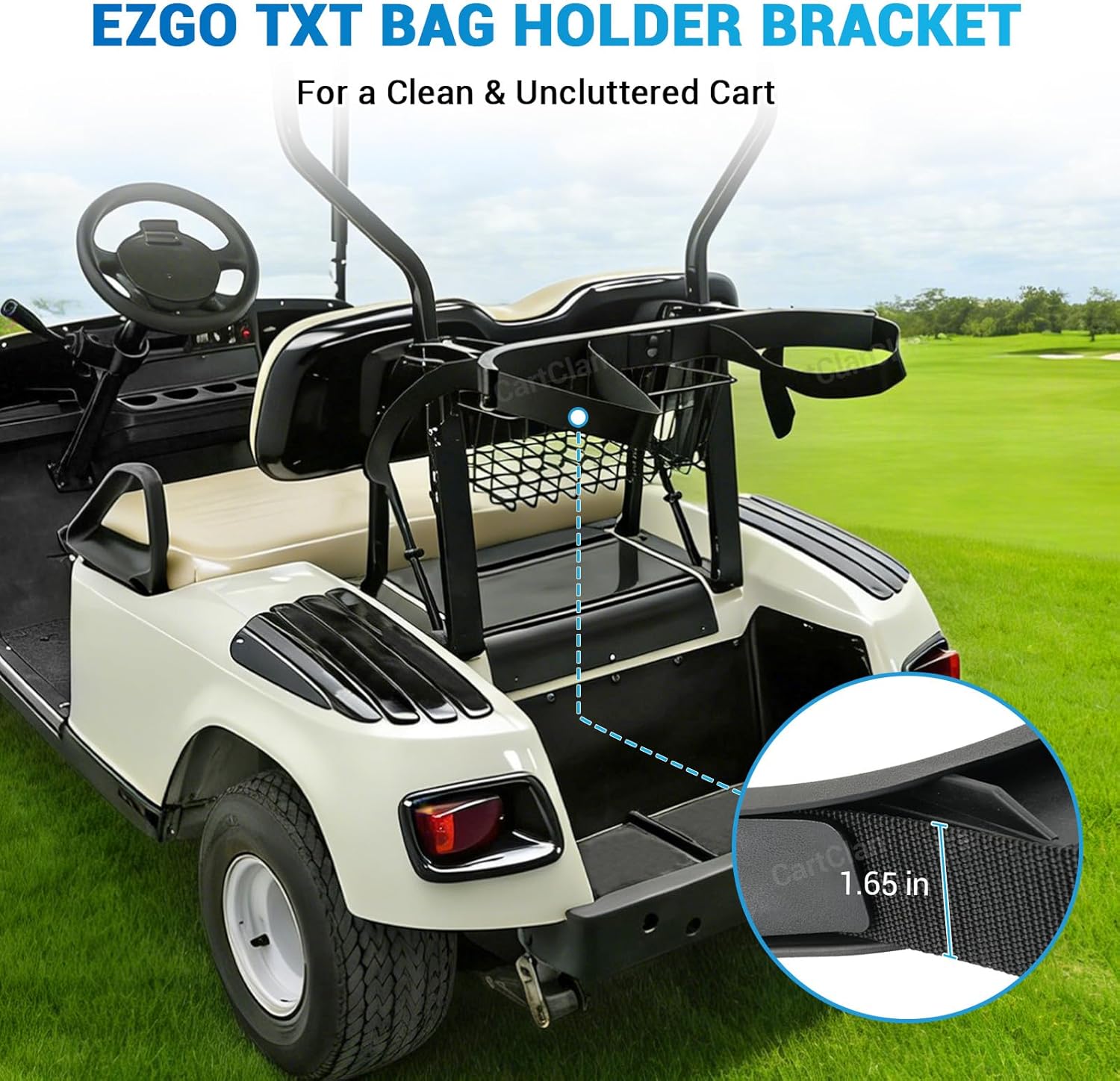 Golf Cart Bag Holder Bracket Suitable for 1994-Up EZGO TXT,Golf Cart Rear Bag Retainer Strap for 2-Seater Golf Cart, Replacement OEM#71851-G01