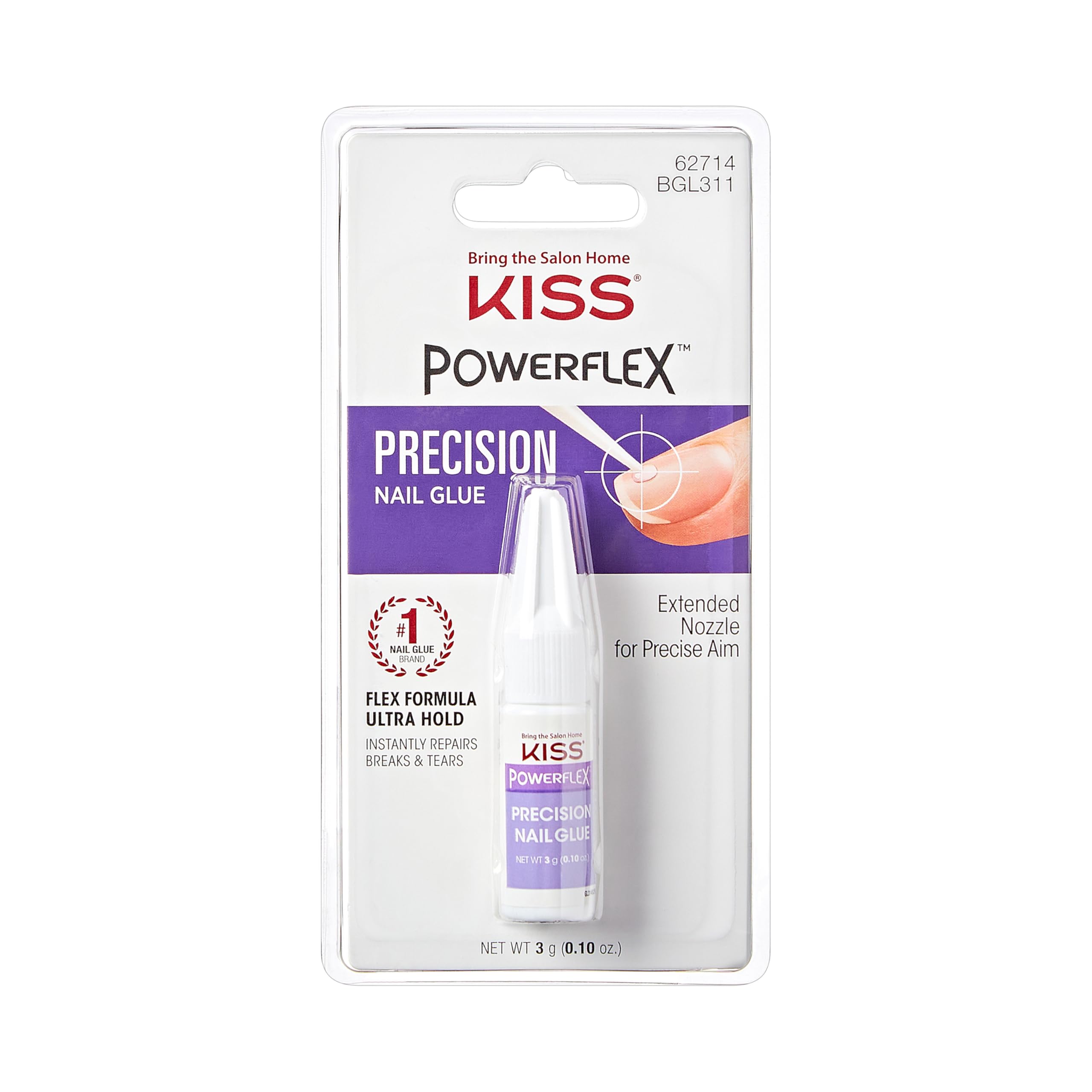 Powerflex Precision Nail Glue, Flex Formula for Ultra Hold of False Nails, Instantly Repairs Breaks and Tears
