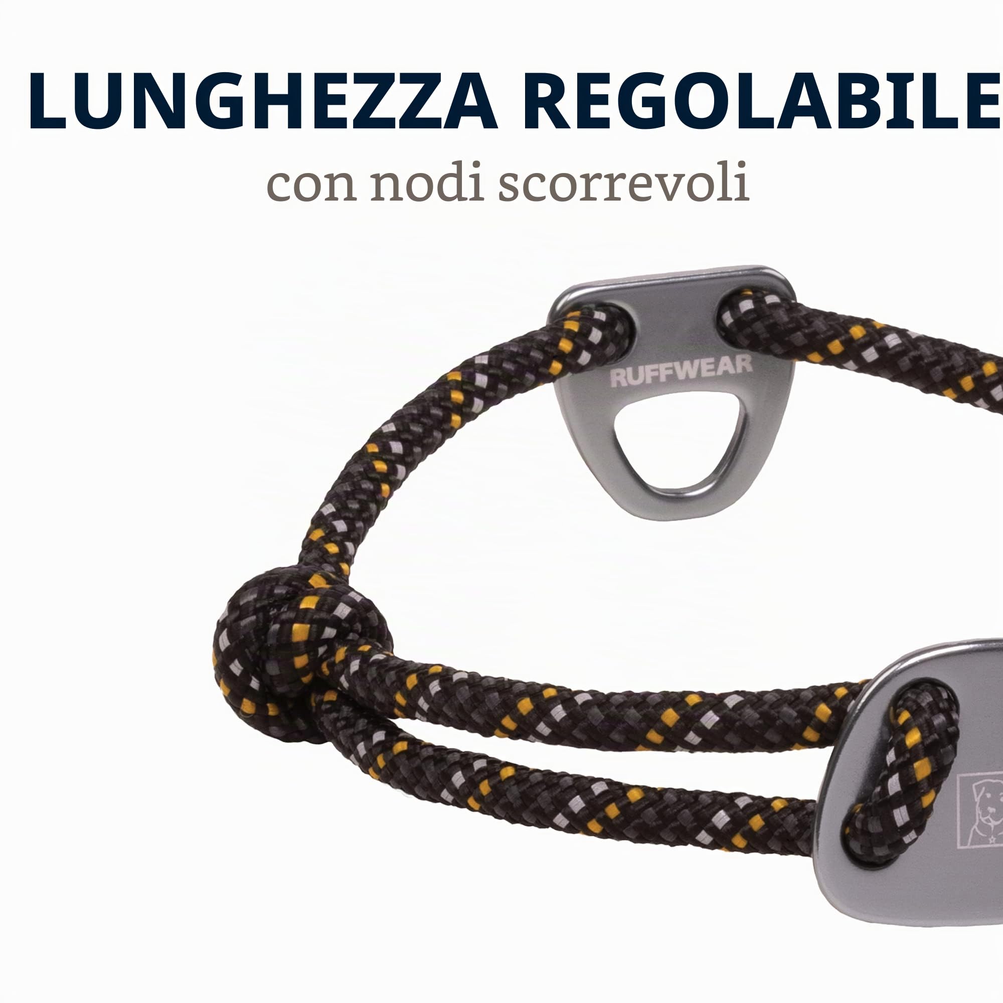 RUFFWEAR Knot-a-Collar, Collare per Cani con Corda Regolabile Riflettente, 20" - 26" - Nero Ossidiana