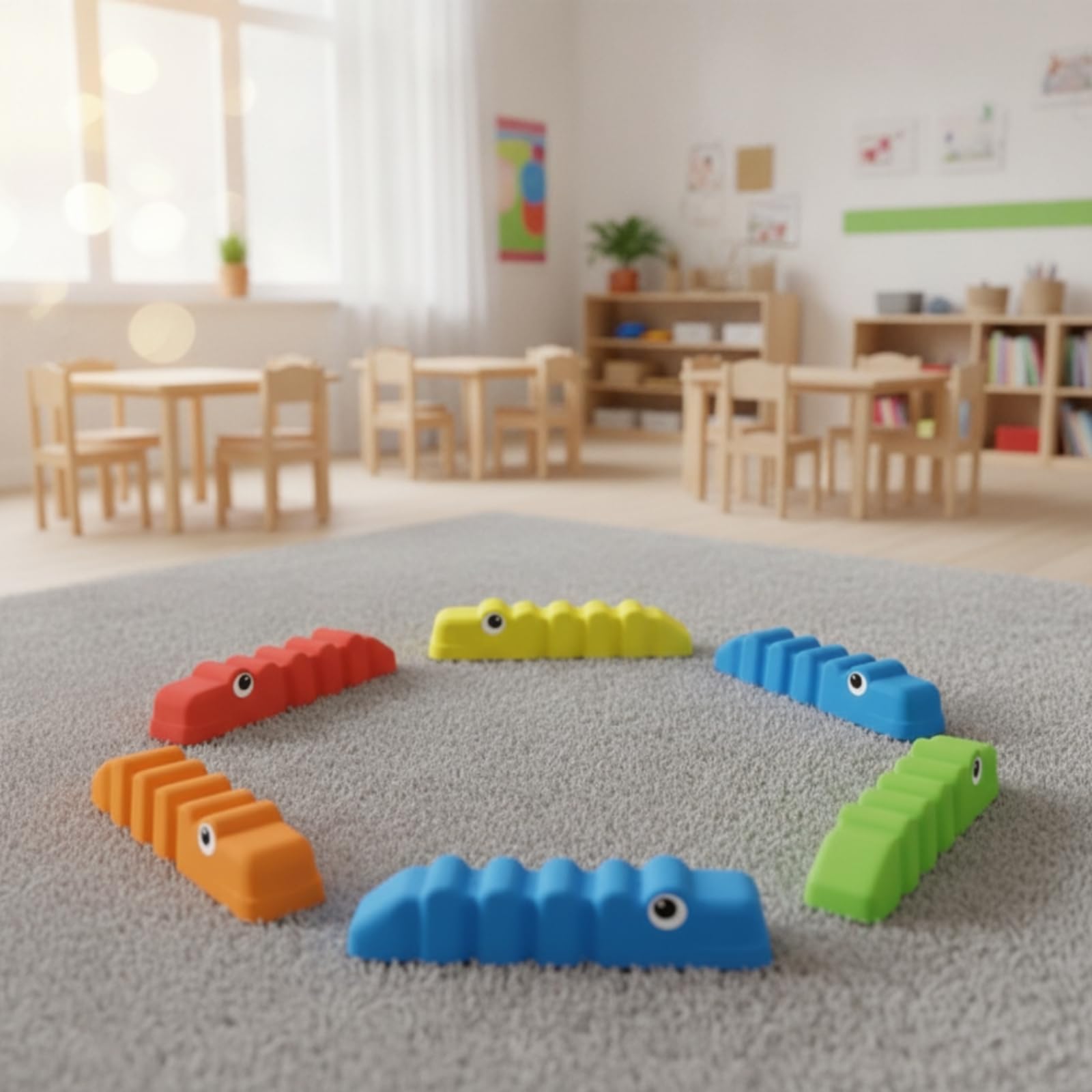 Harilla 12 Piezas Entrenador de Equilibrio Infantil Piedras Bloques de Equilibrio Antideslizante con Detalle de Ojos y Superficie Estriada Adecuado para