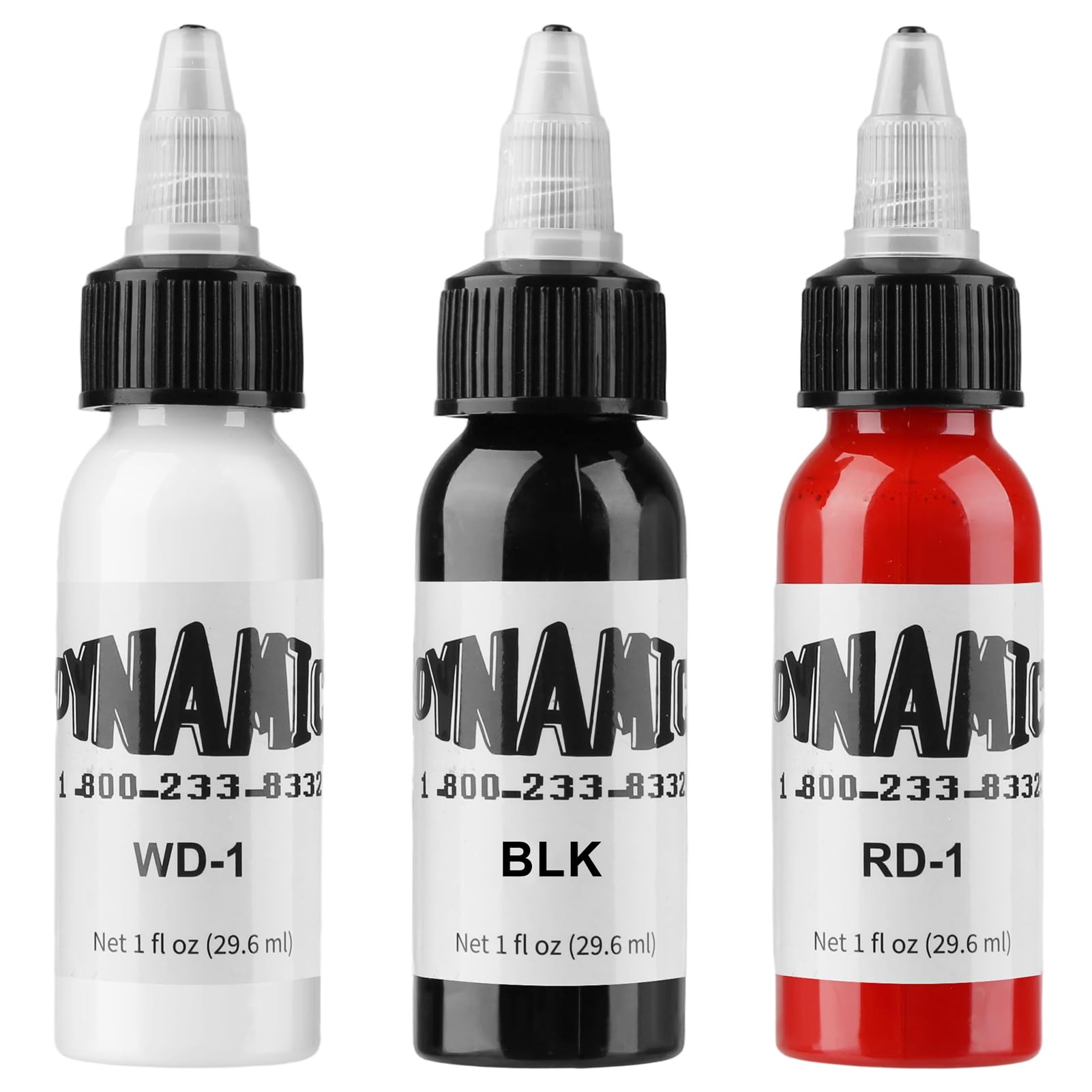 3pc 30ml Tinta de Tatuaje Profesional Blanco Puro y Tinta de Tatuaje Rojo y Negro Tintas para Tatuajes Ink Tattoo Fórmula vegana con Pigmentación Estándar para Colorear Mezclar (Blanco y Rojo y Negro)