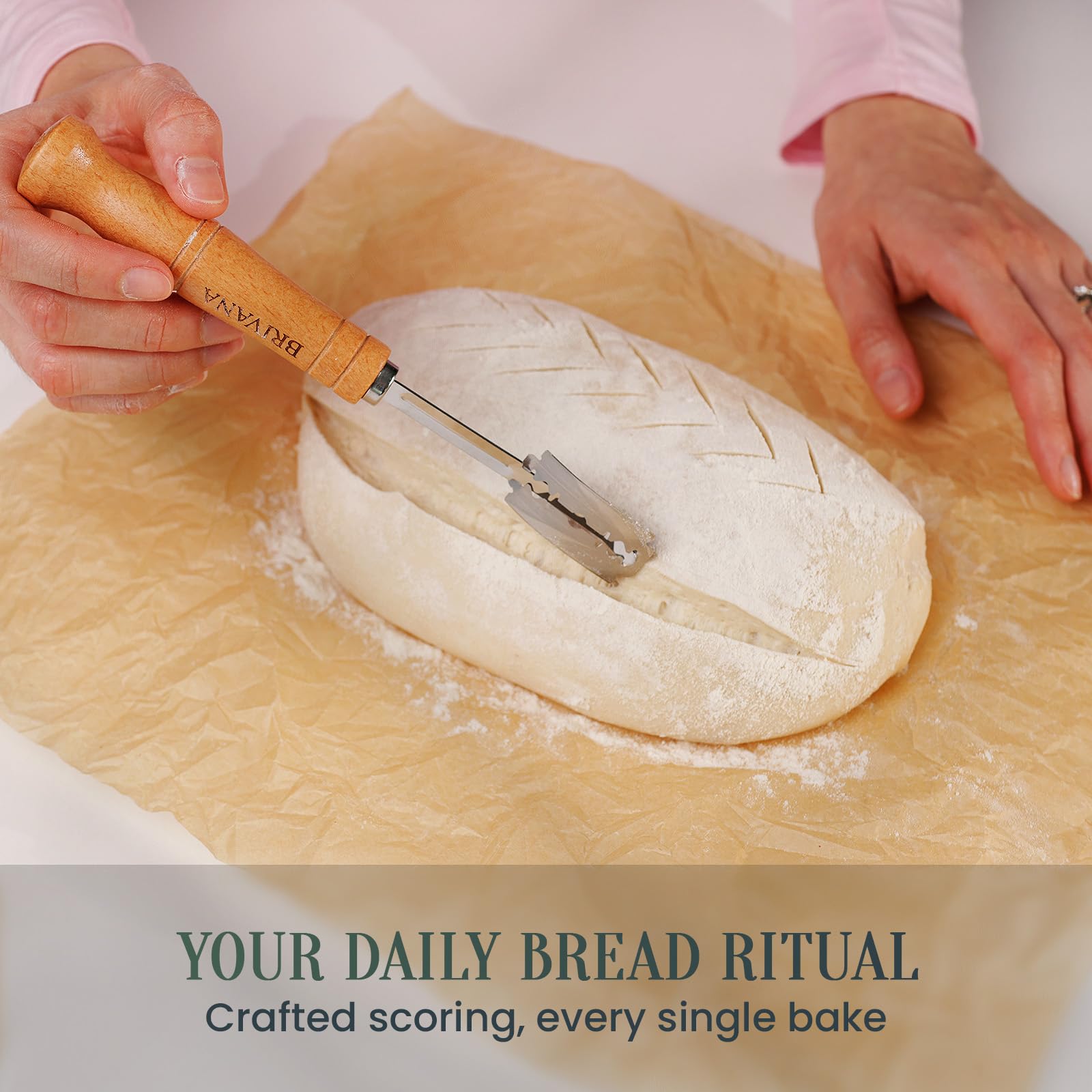 Bread Lame, herramienta de puntuación de masa madre con mango de madera, cubierta protectora y 5 cuchillas reemplazables, marcador de masa para hornear pan artesanal