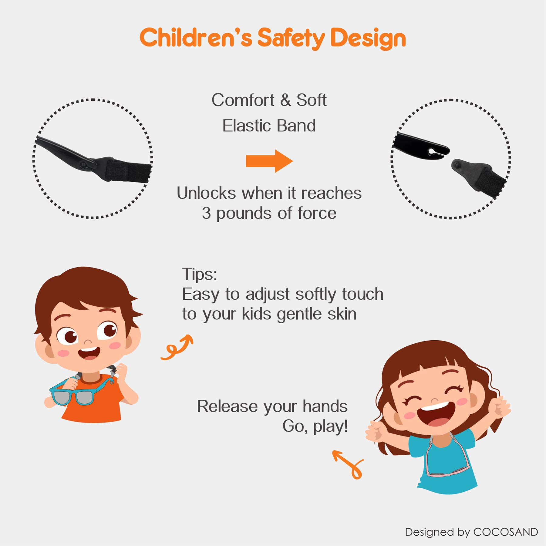 COCOSAND Lunettes de soleil pour enfants avec sangle polarisée et monture flexible en silicone souple pour tout-petits garçons filles âgés de 2 à 6 ans