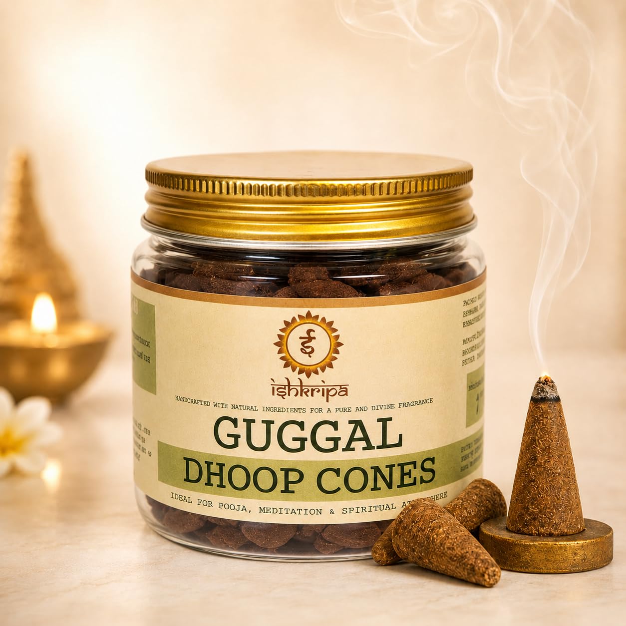 Pure Guggal Dhoop Cones for Puja & Meditation | Natural Resin Aroma | Traditional Spiritual Incense Cones Pack of 1-picture-10