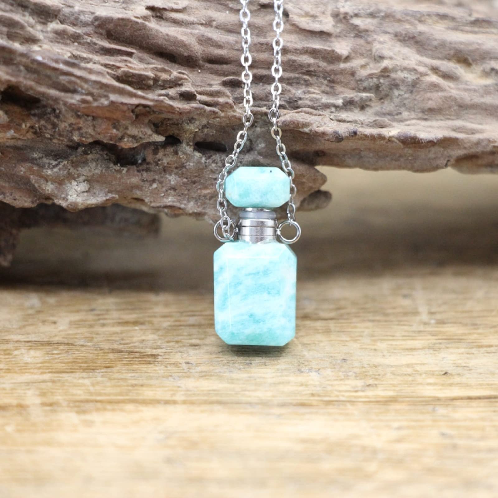 Fiole en cristal amazonite et améthystes pour diffuser vos parfums - 2