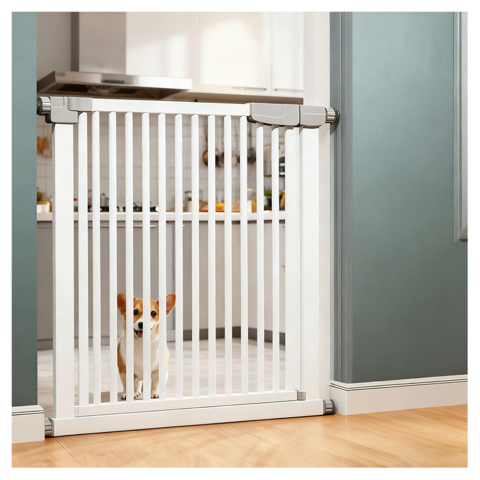 Cancello espandibile per cani, cancello per cani con porta passante, cancello indipendente per cani, 100 cm, cancello per scale pieghevole, per porte, interni, casa, cortile