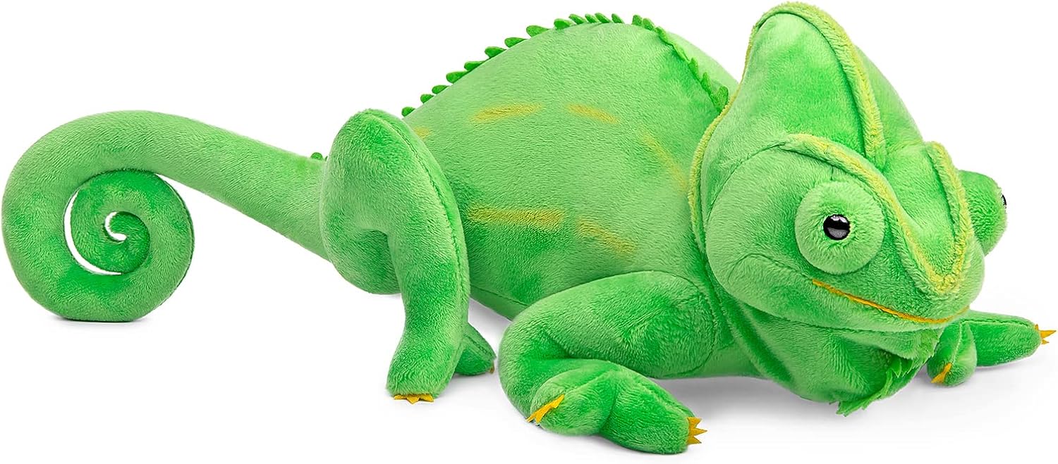 Tiny Heart Simulation Green Chameleon Plush Stuffed Animal Toy Cute Lizard Funny 15" Long, Lifelike Realistic Super Soft Children's Plush Toy Festival Gift Home Decor Gift for Kids Boys Girls