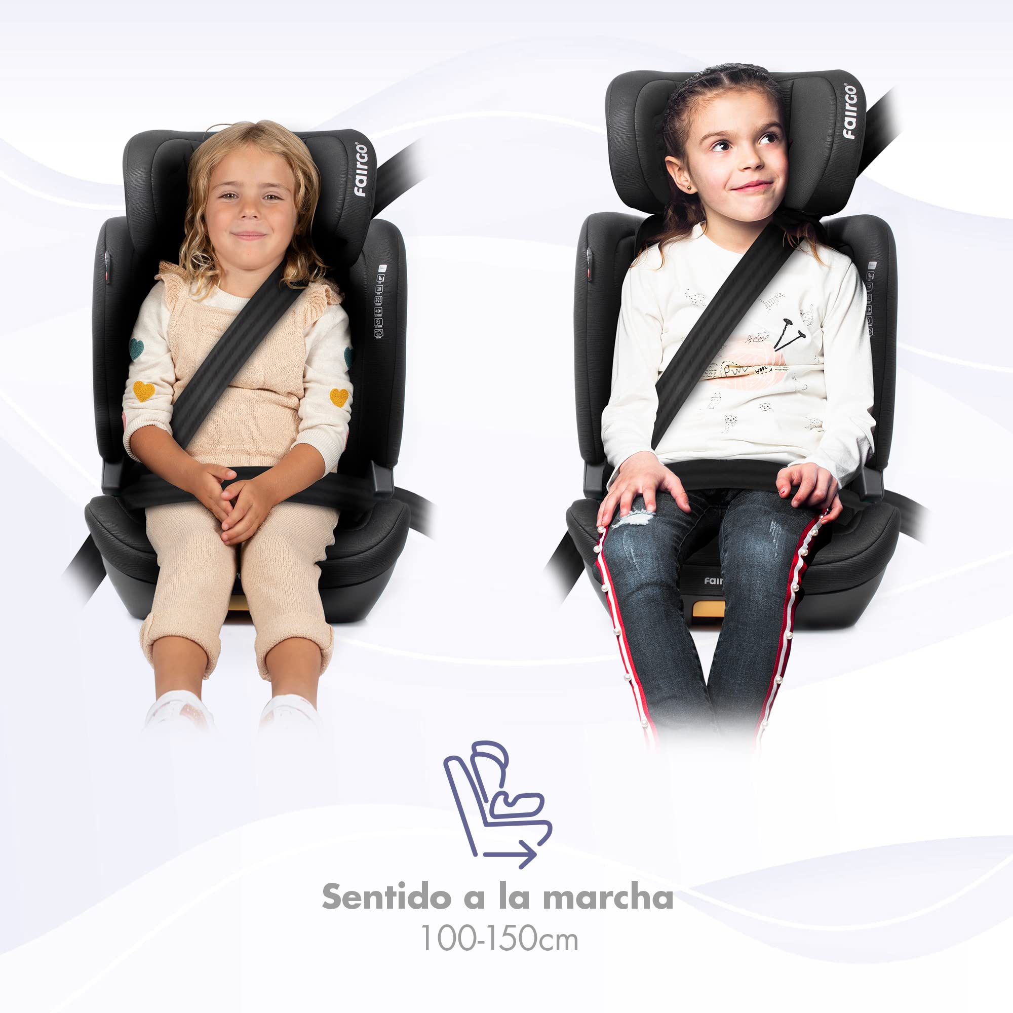 BABYAUTO - Silla de coche i-Size FAIRGO - COLOSSO: Para niños de 100-150 cm (3.5-12 años) - Máxima Seguridad, Confort y Diseño Elegante - Protección Lateral y Adaptabilidad a Medida. Color Black Sand