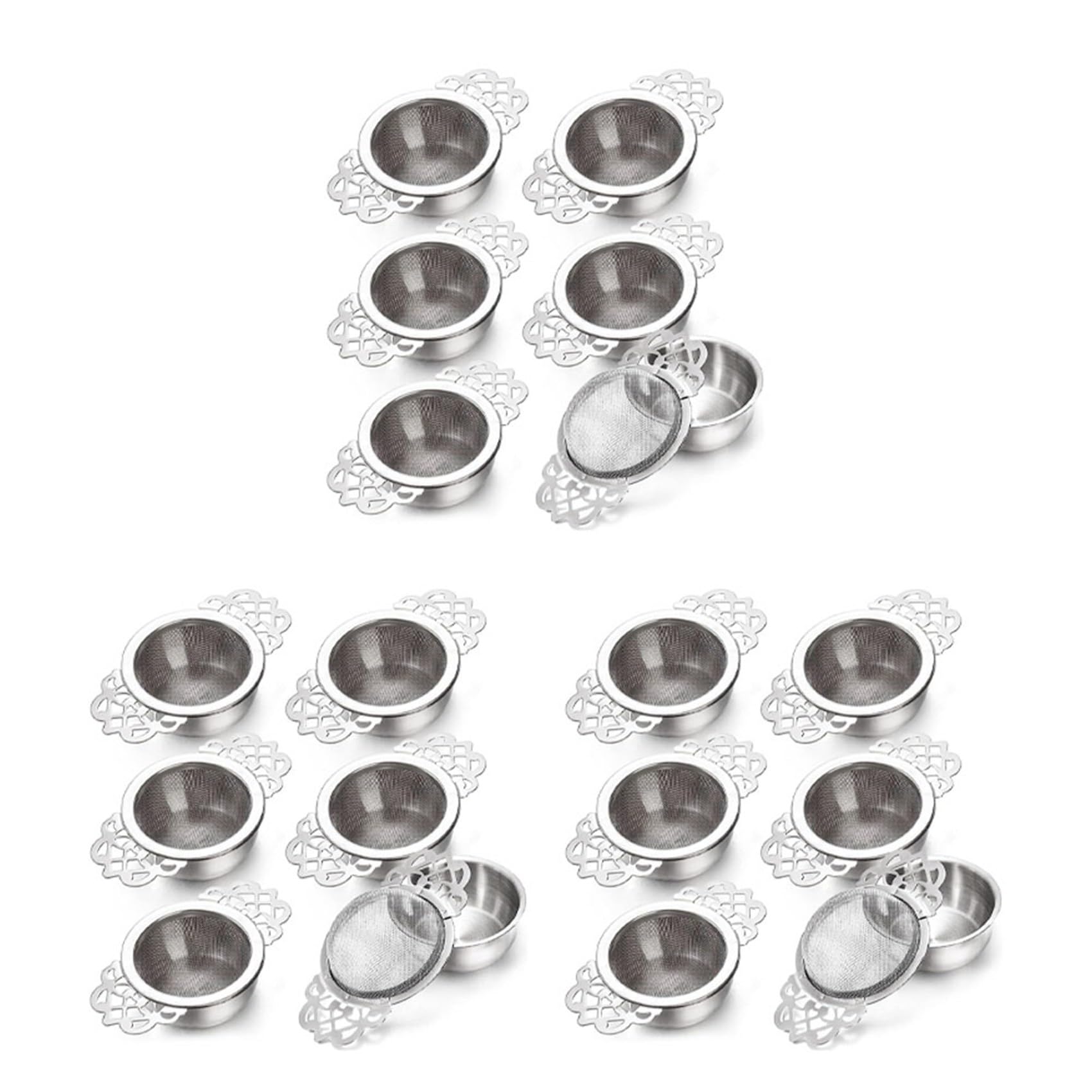 Hndhbfgrt 18x Tea Strainers with Drip Bowl,2.5 Inch Tea Filters for Loose Leaf Tea, Stainless Steel Mesh Tea Infuser with Handle