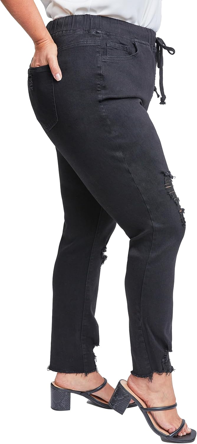 Royalty for Me Womens Royalty for Me Women's Plus Size High Rise Denim Ankle Joggers - Image 2