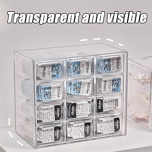 Miniatura 5 de Caja de almacenamiento para lentes de contacto diario, 12 rejillas, gran capacidad, contacto diario con los ojos, organizador de lentes de color,