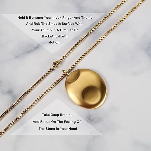 Miniatura 4 de Collar de piedra de preocupación  Collar con colgante delicado chapado en oro de 14 quilates, colgante de pulgar pacífico  Colgantes para aliviar la