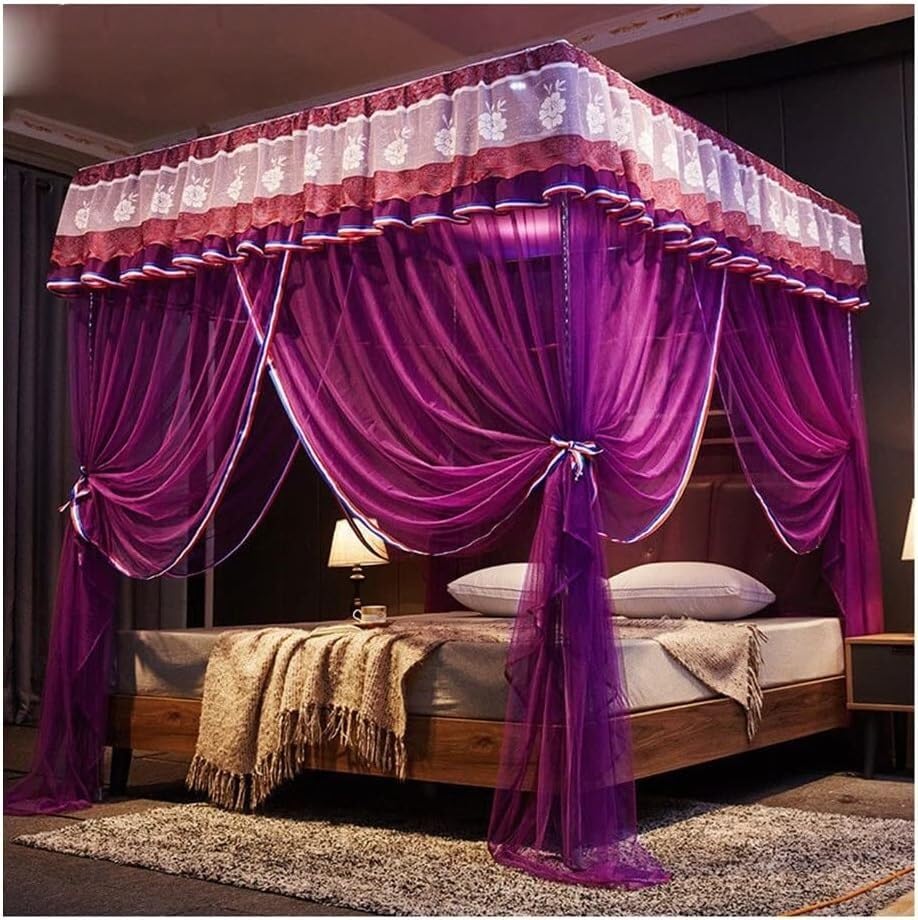 Moustiquaire de lit haut de gamme en dentelle romantique et armature métallique durable