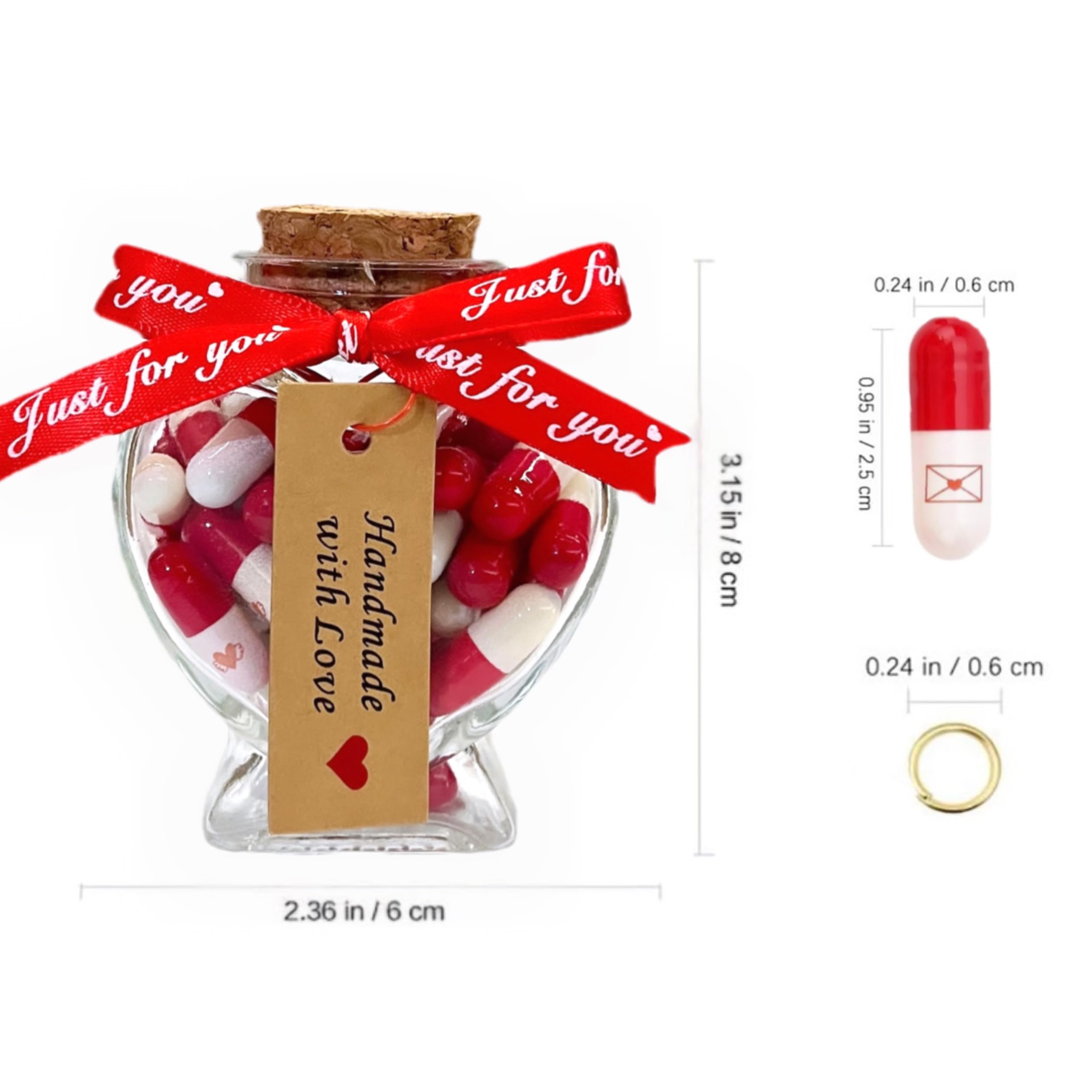 Capsule con Messaggio in Bottiglia, Regalo San Valentino Fidanzato/Fidanzata, Scatola Regalo, Rosso