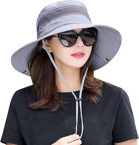 Sombrero de sol de pesca para mujer, sombrero de verano con protección UV, malla ventilada, senderismo, jardinería, playa, césped, sombrero