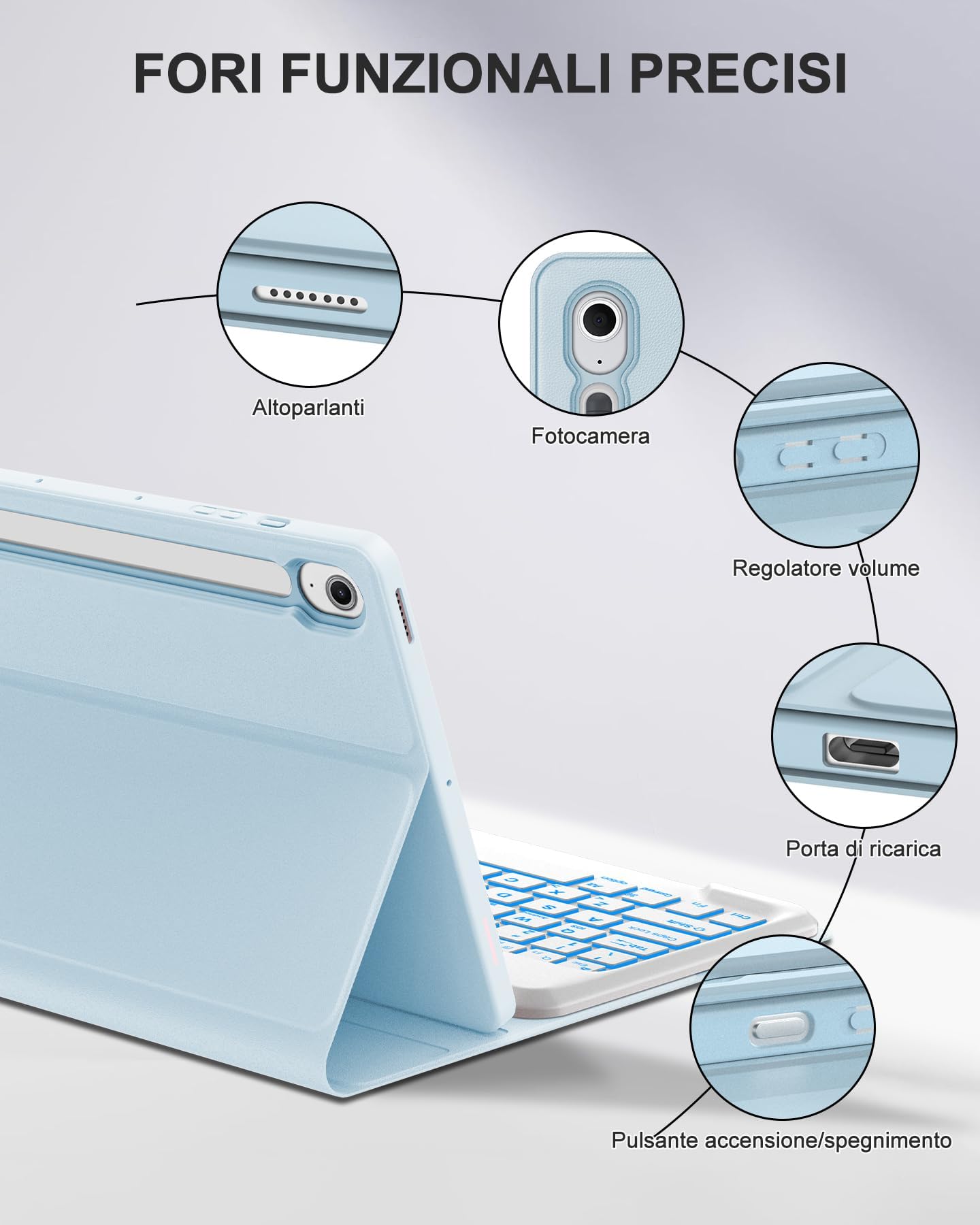 Per Galaxy Tab S10 FE+ 13,1" Cover Tastiera con RGB Italiana