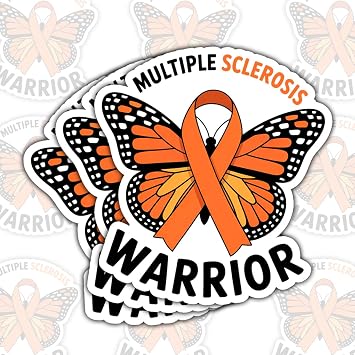 3Pcs Multiple Sclerosis Warrior Awareness Butterfly Bumper Sticker, Multiple Sclerosis Ribbon Sticker, Motivational Decal - Stickers for Laptop Water Bottle Phone Case Car Window Helmet Hard Hat 3"