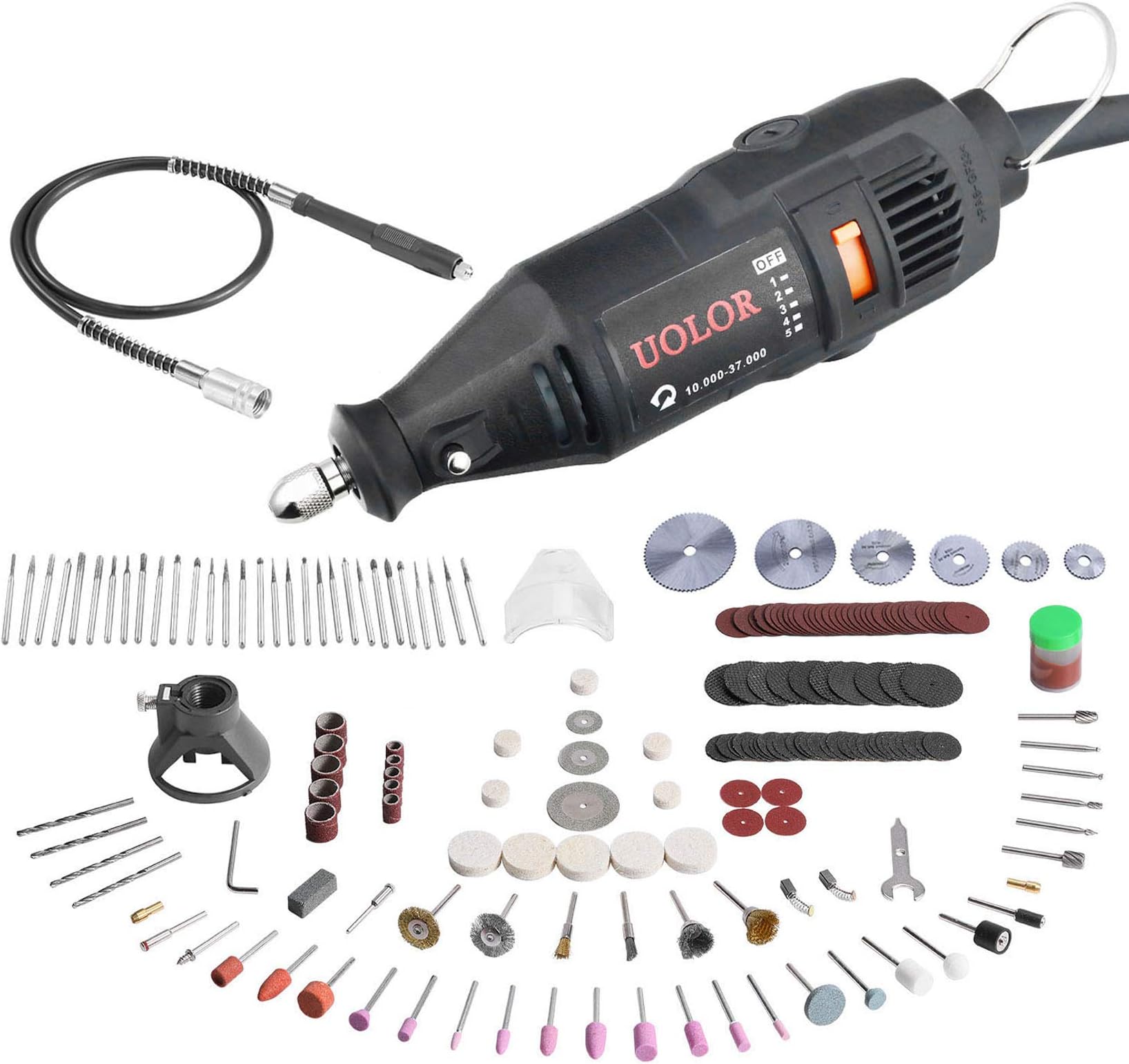 Rotary Tool Kit, Variable Speed Electric Drill Set for Engraving, Drilling, Polishing, Cutting, Sanding, Grinding and Crafting Project DIY Creations with 180 Accessories