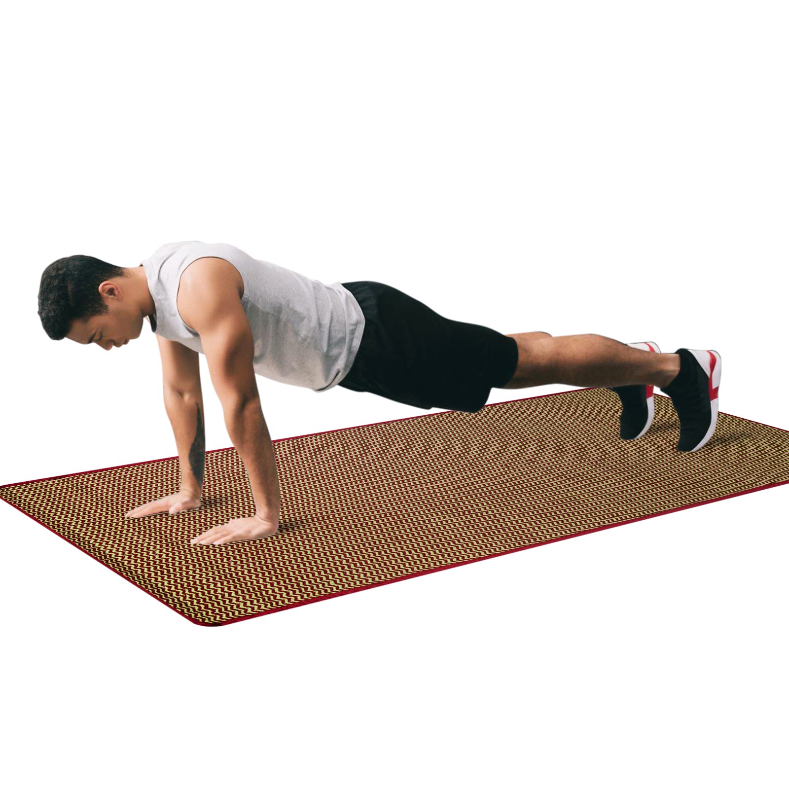 COSMORUGS - CRAFTED FOR LUXURY Handloom 8MM Thick Cotton Designer Travel anti skid Rubber back cloth cotton yoga mat (Size- 27 x 74 inches,Thickness 8 mm) Made in India (Maroon n green) (B09JST1XMV) Amazon Price History, Amazon Price Tracker