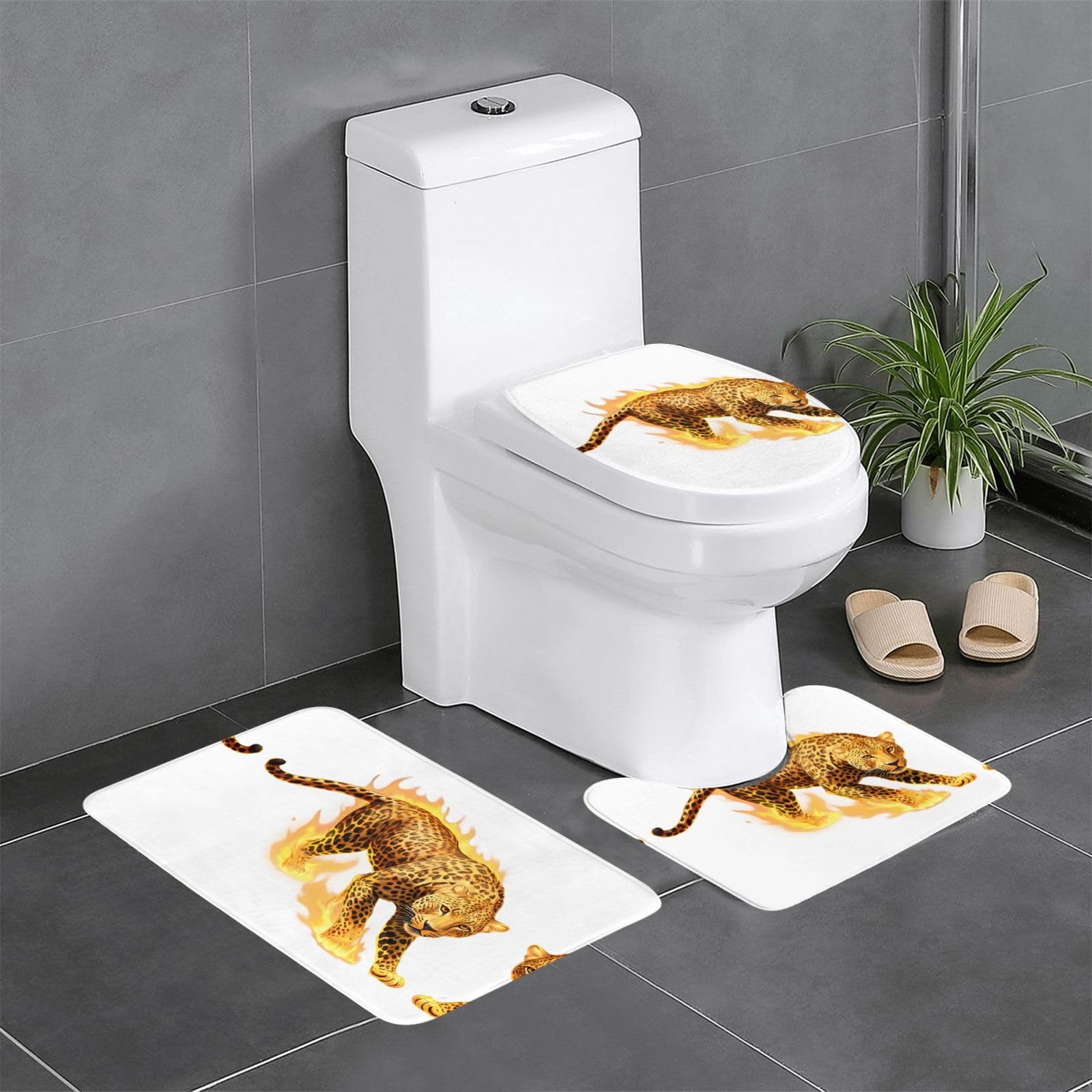 Tapis de bain antidérapant léopard contre les glissades lot de 3 tapis WC