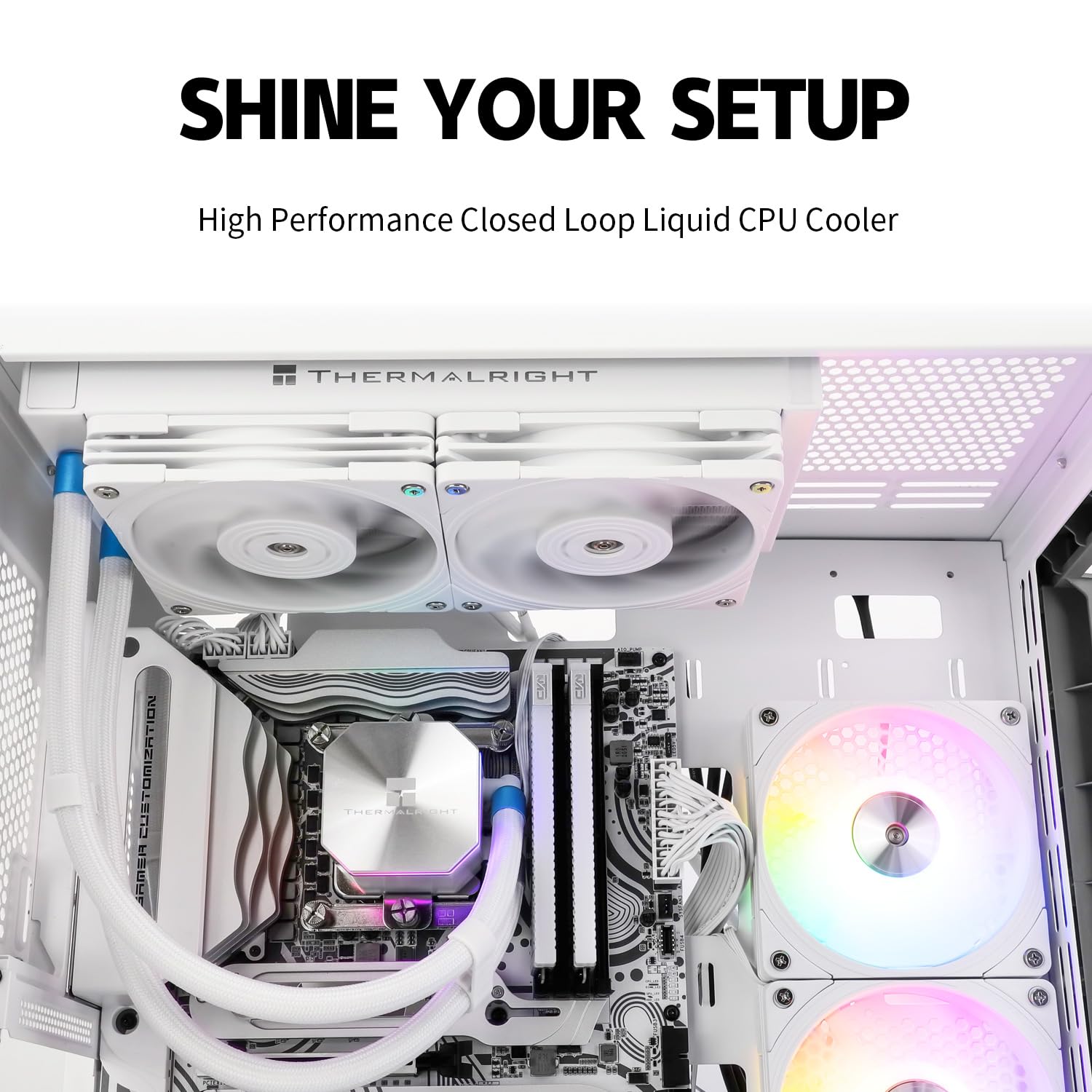Frozen Edge 240 White CPU Liquid Cooler,Efficient PWM Controlled Pump 3300RPM,12CM PWM Fan,Water Cooling Computer Parts,for AMD AM4/AM5,Intel 1150/1151/1200/2011/1700,Computer AIO Cooler