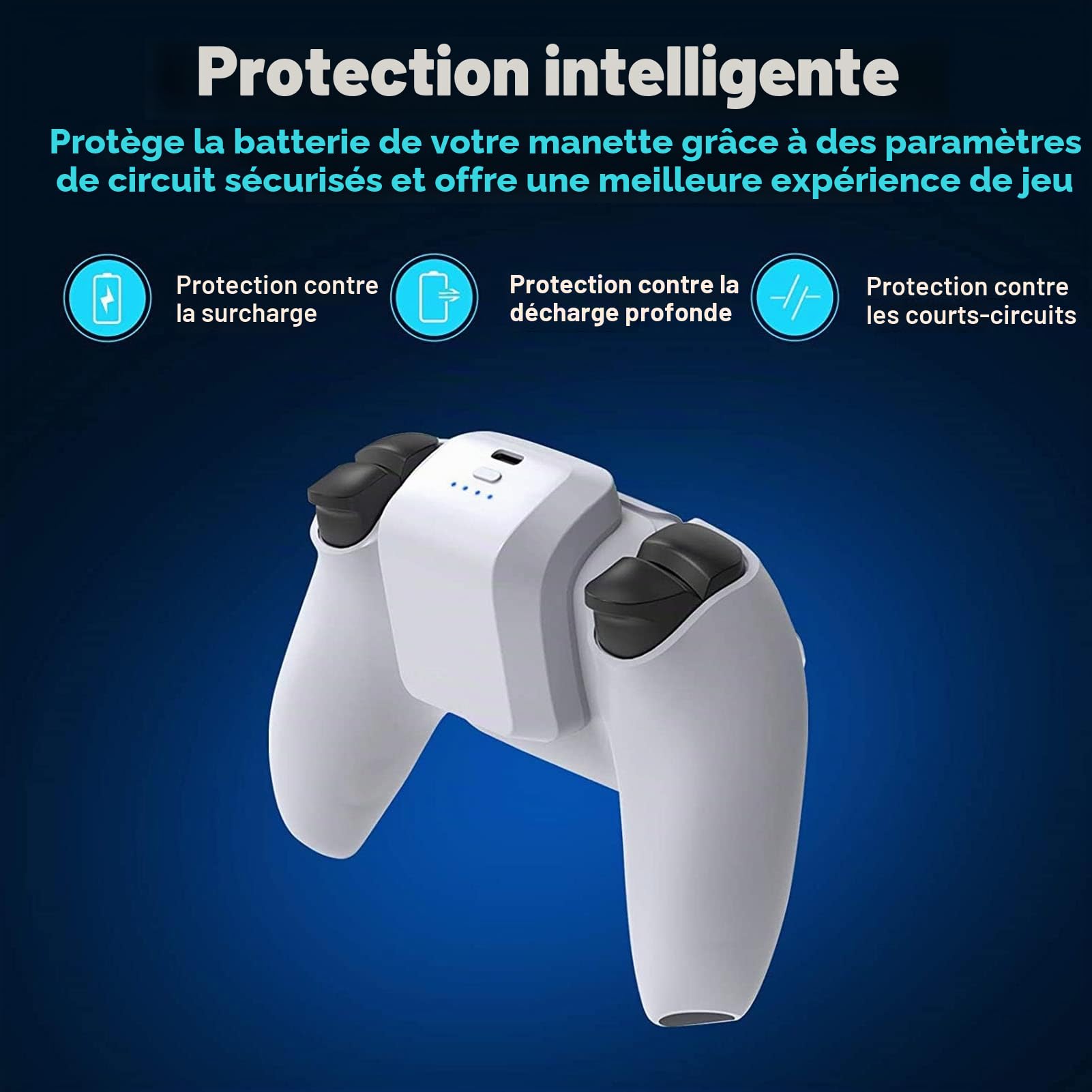 Batterie Rechargeable pour Manette, Batterie Externe à Charge Rapide 1500 MAh avec Indicateur LED et Câble de Chargeur USB C, Accessoires pour Manette
