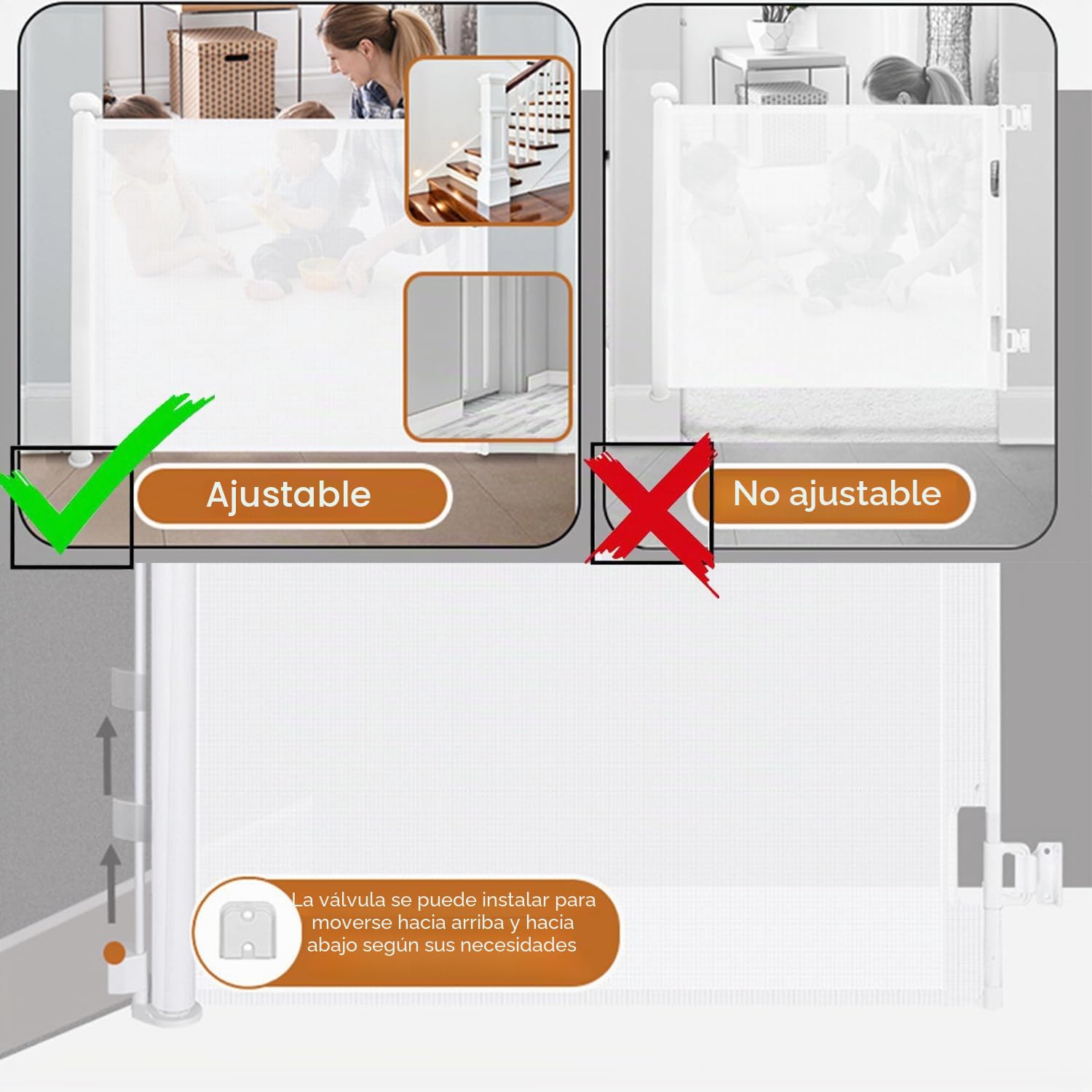 Barrera Seguridad Niños Escalera Extensible 0-150cm, Puerta para Perros, Operación Silenciosa con Una Sola Mano, Altura 86 Cm, para Escaleras Pasillos Interiores Exteriores, Gris