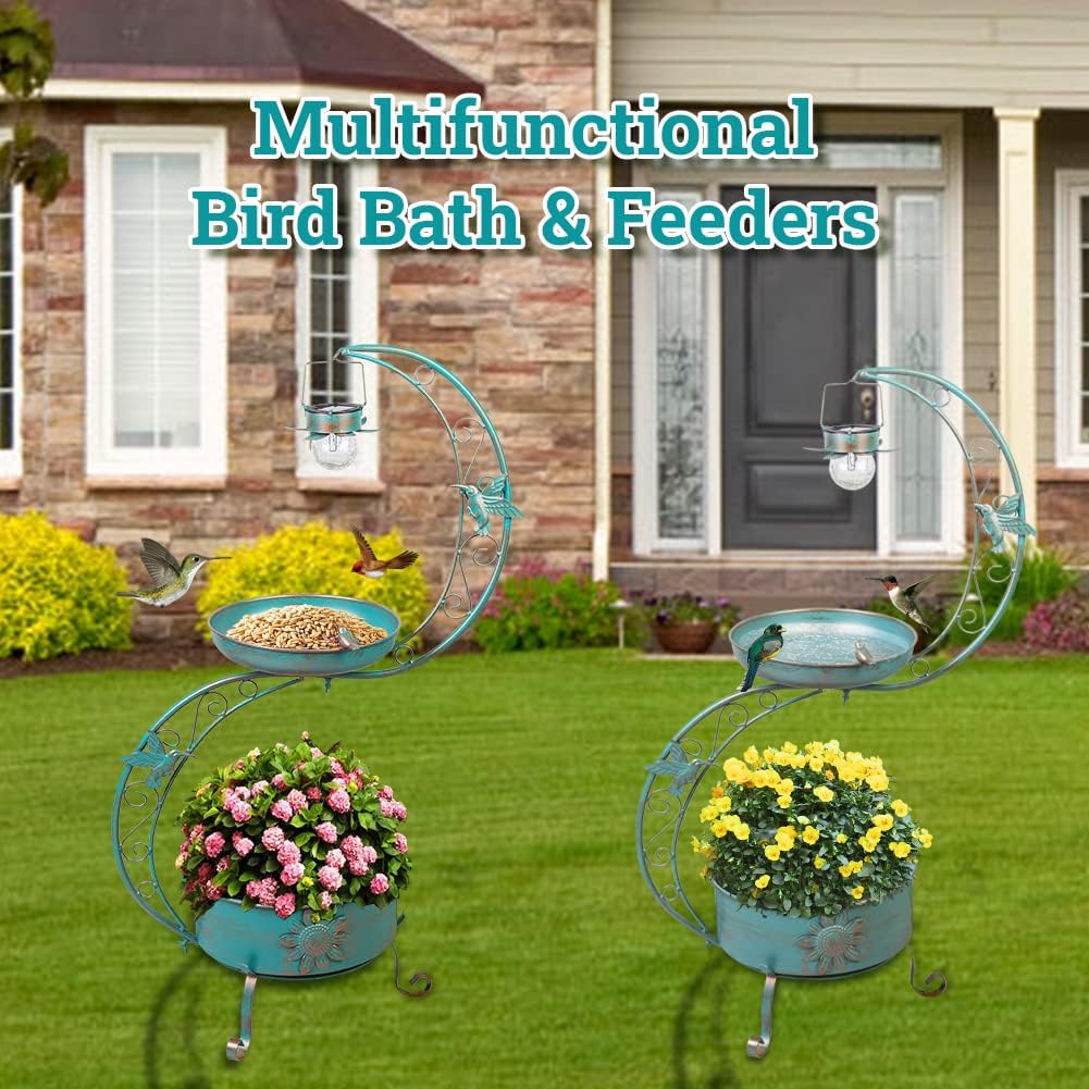 DREAMSOUL Bird Bath + 20" Hummingbird Bird Bath Stand