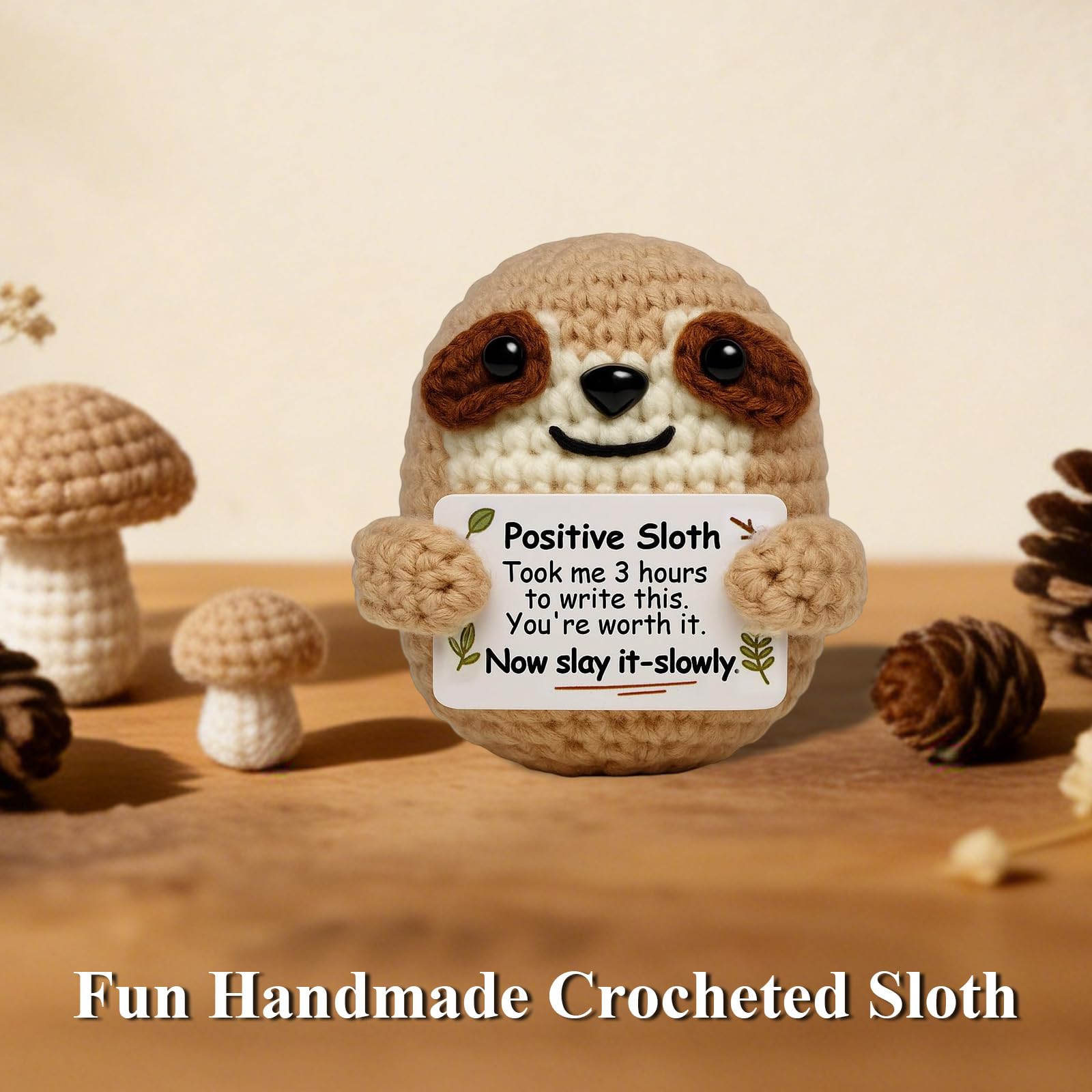 Nodrex Positive Crochet Sloth, Handmade Crochet Animal with Yarn and Cotton, Cute Emotional Support Gift - Image 3