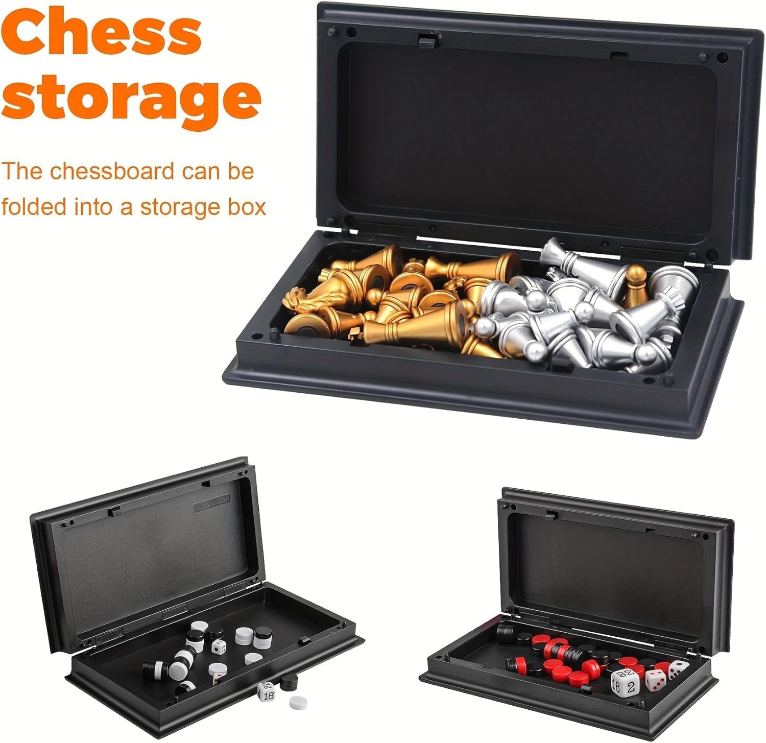 Schachspiel Magnetisch, 20 X 20CM Mini Schach, 3-in-1 Reiseschach Klein, Schachspiele für Kinder, Schachbrett Einklappbar, Geeignet für Kinder und Erwachsene, Partys und Reisen