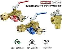 Vista 6 de Kit de válvula de servicio para calentador de agua sin tanque HYDRO MASTER con válvula de alivio de presión aislador de 3/4 pulgadas IPS de latón