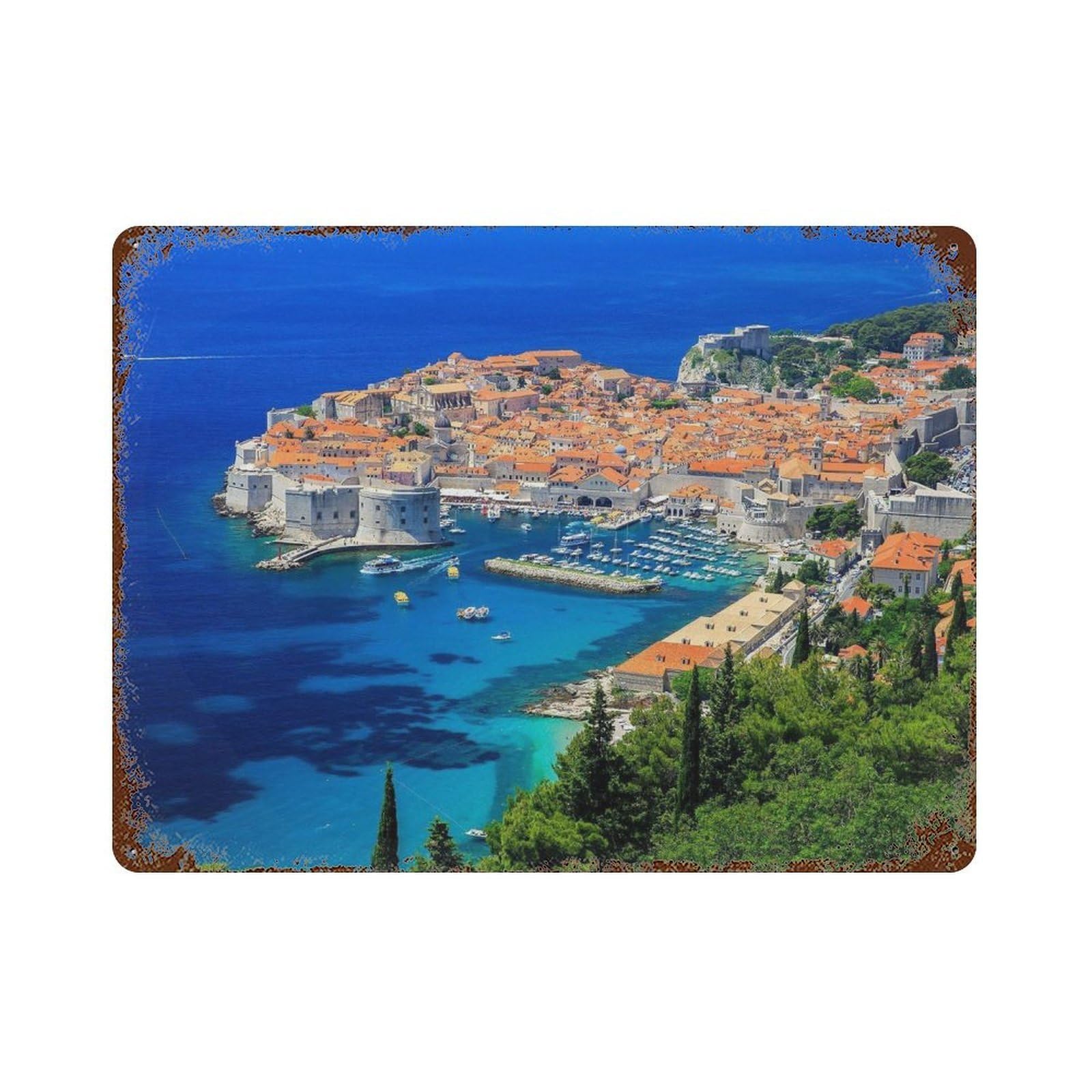 xiaoxiaoshen Real Photo Dubrovnik Decor Croatia Wall Decor Art Metal Tin Poster Modern Home Decor Art Home Bar Shop Decorations Vintage Sign 30x40cm