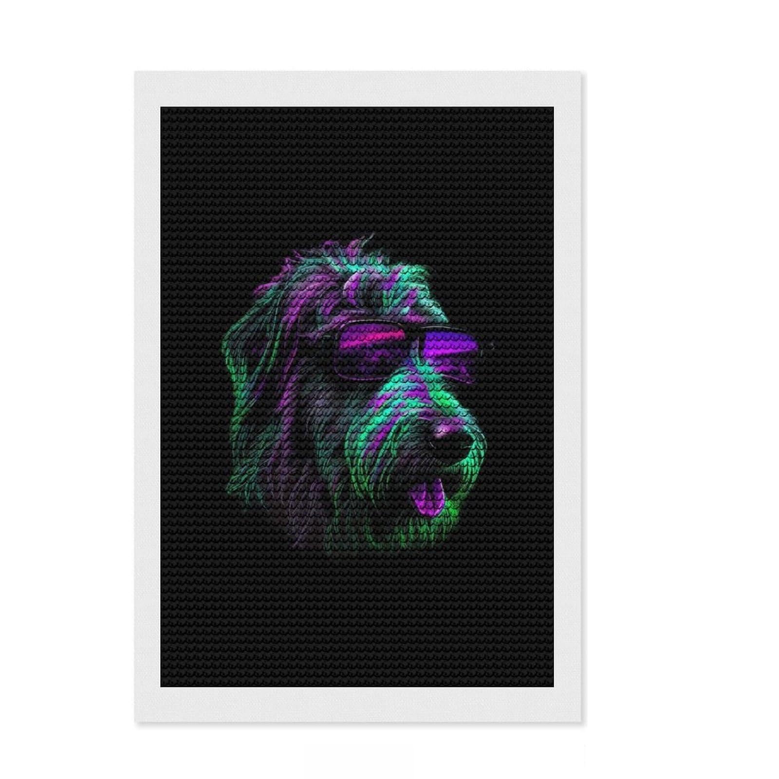 Junmoney Irish Wolfhound Diamond Art Kit 8"x12", Calming Craft to Unwind, with Tool Kit, Living Room Decor, Festive Craft Gift