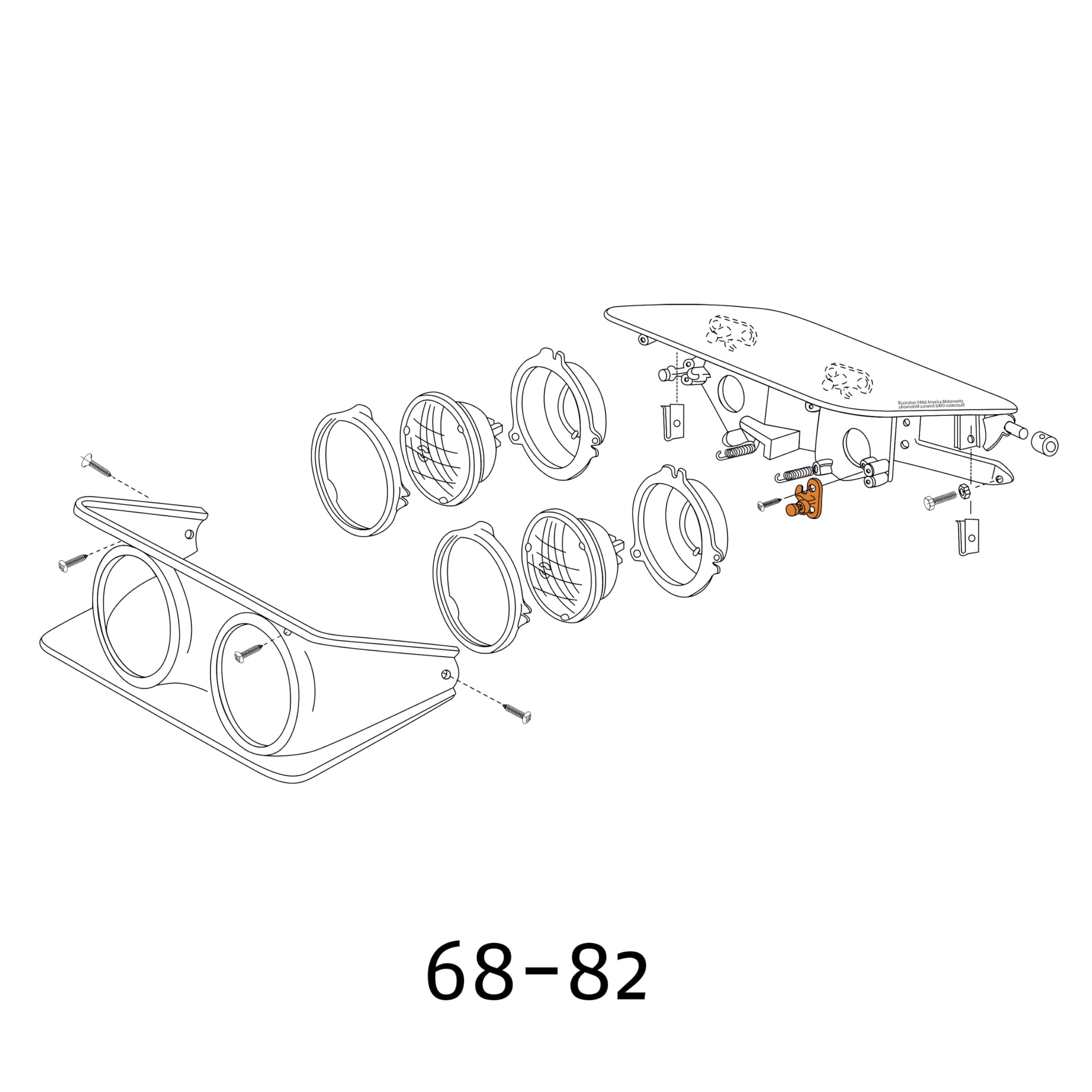Mid America Motorworks 1958-1982 Corvette Headlight Adjuster Bracket with Screws