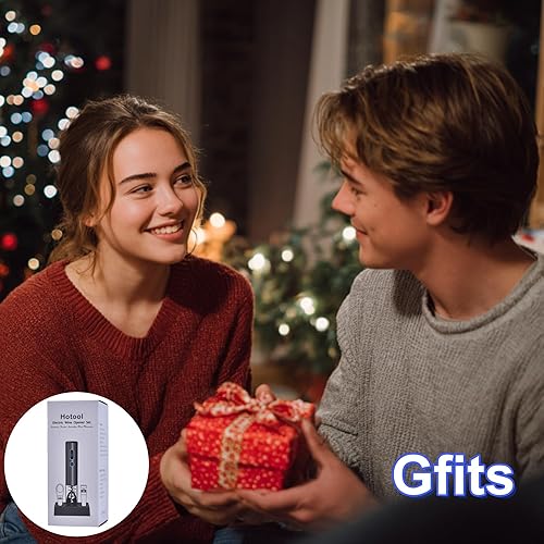 Miniatura 9 de Juego de abridor de vino eléctrico con base, abrebotellas de vino recargable con cortador de aluminio, aireador de vino y tapones de vino,