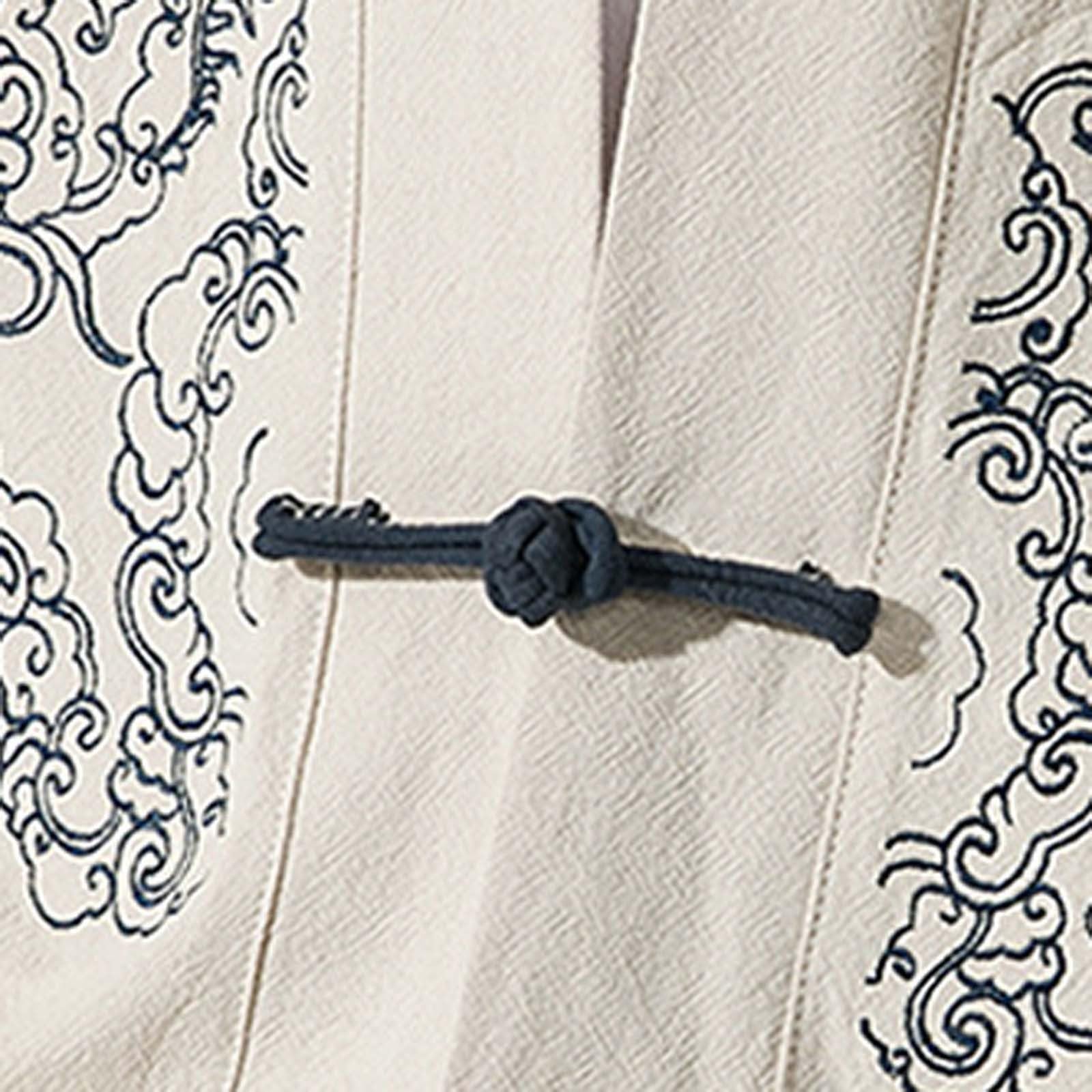 Generisch Kimono japonés para hombre Happi Haori Chaqueta tradicional Ropa de dormir Algodón Lino Abrigo Sakura Estampado Chaqueta de entretiempo Chaqueta de punto Samurai Yukata Camisón Albornoz