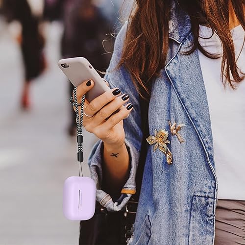 Miniatura 6 de AHASTYLE Funda protectora de silicona para AirPods Pro 2 LED frontal visible compatible con AirPods Pro de 2 generación (lavanda)
